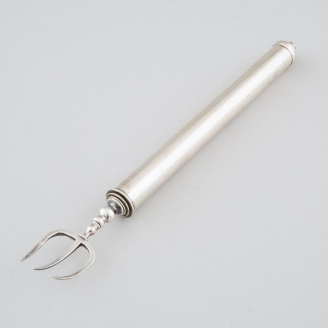 Victorian Silver and Plated Telescopic Toasting Fork, London, 1868