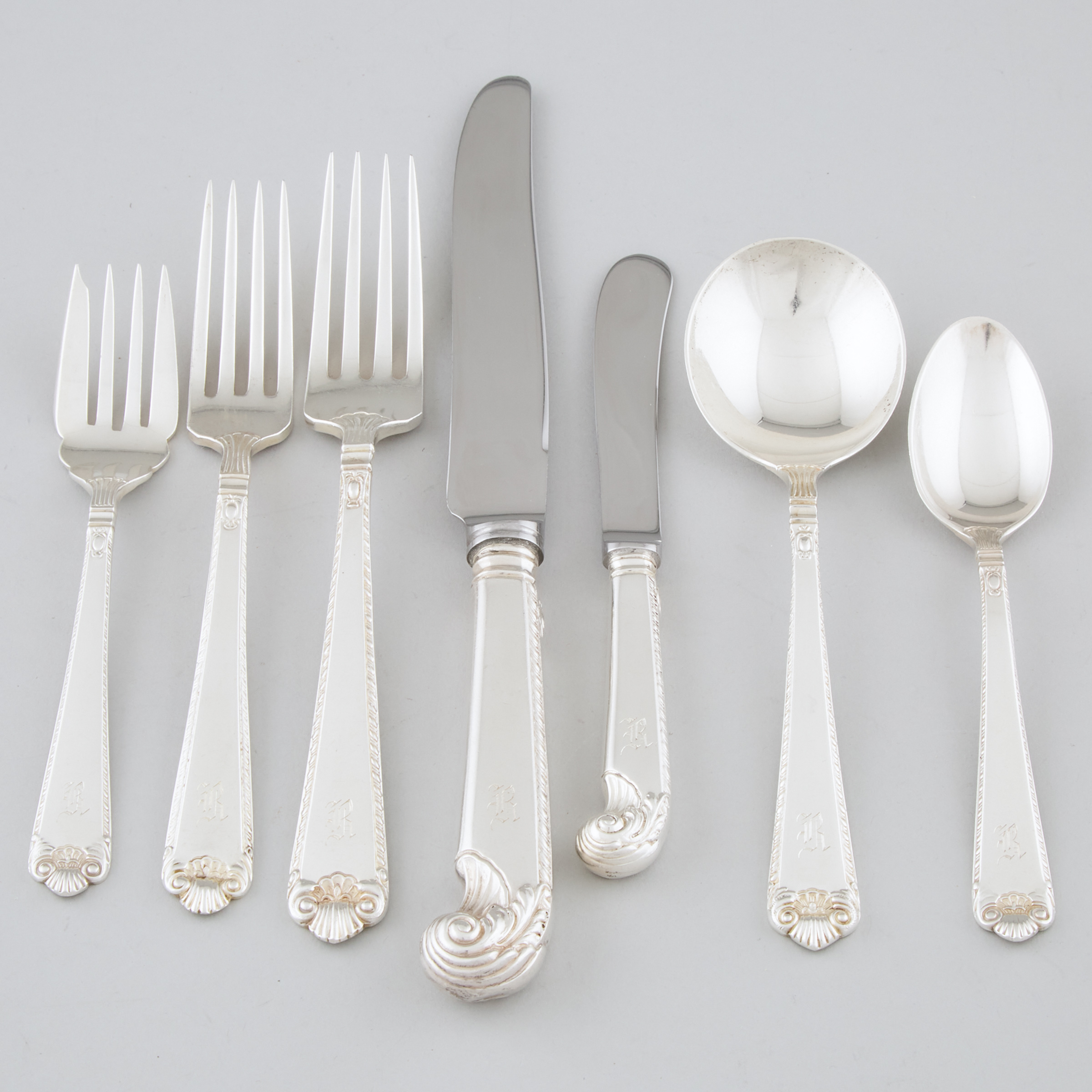 Canadian Silver 'George II Plain' Pattern Flatware Service, Henry Birks & Sons, Montreal Que., 20th century