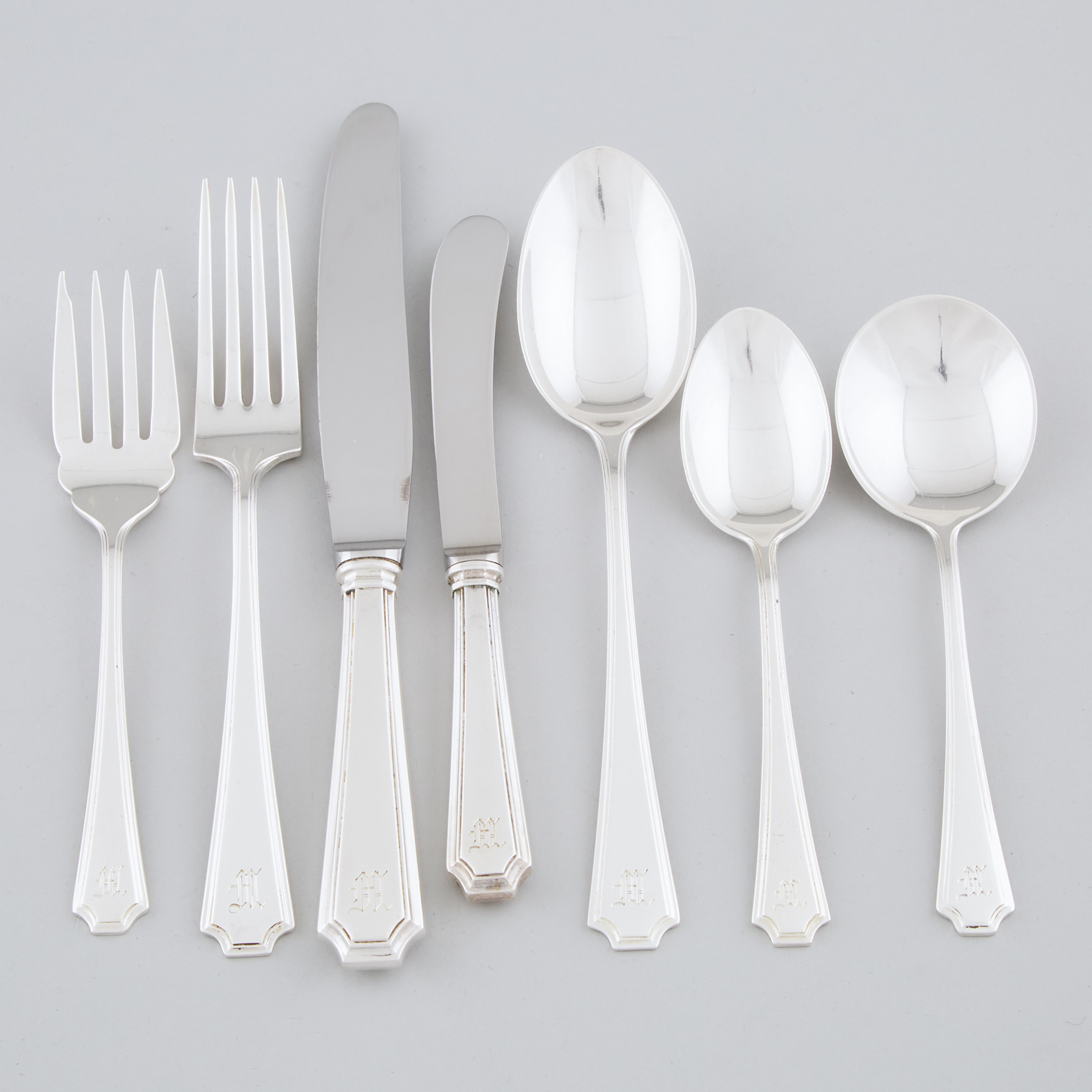 Canadian Silver ‘Devonshire’ Pattern Flatware, Henry Birks & Sons, Montreal, Que., 20th century