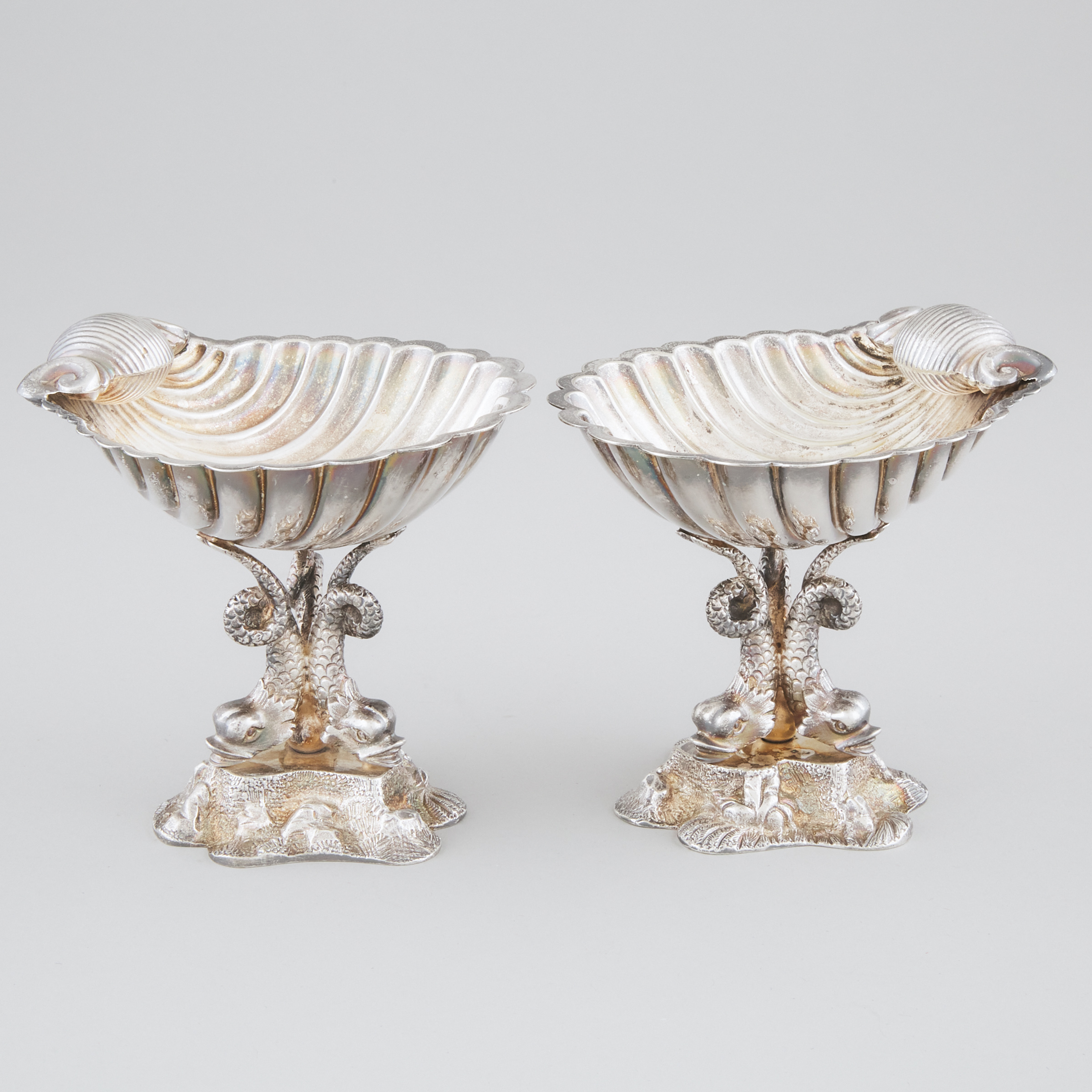 Pair of Victorian Silver Plated Shell Form Dishes, William Hutton & Sons, c.1900