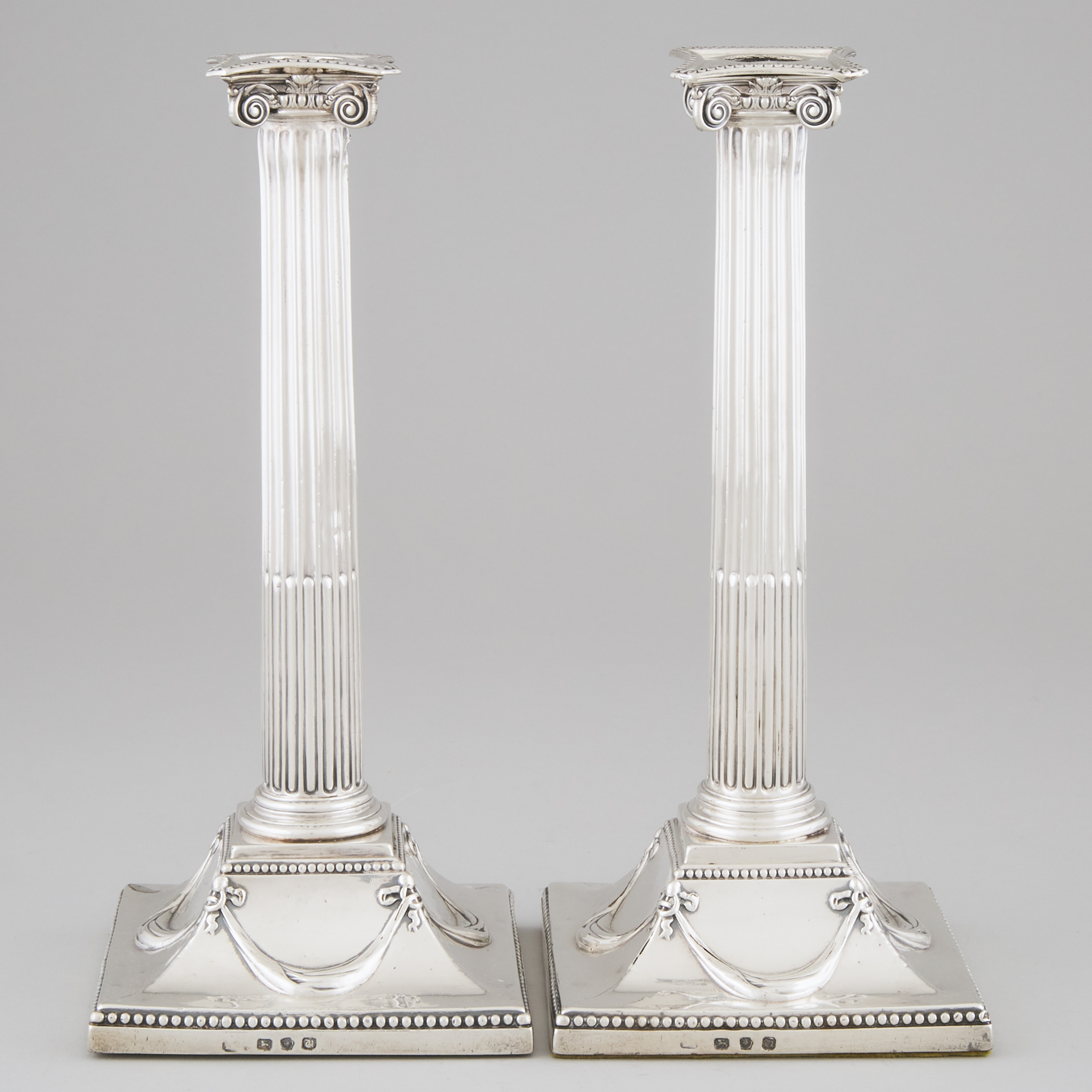 Pair of George III Silver Table Candlesticks, probably John Carter II, London, 1775