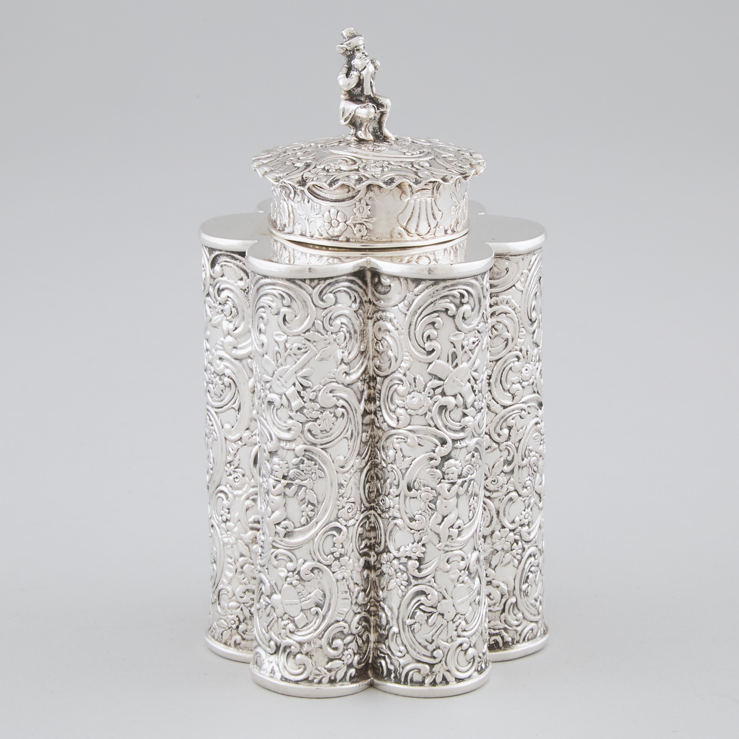 German Silver Repoussé Tea Caddy, Storck & Sinsheimer, Hanau, c.1900