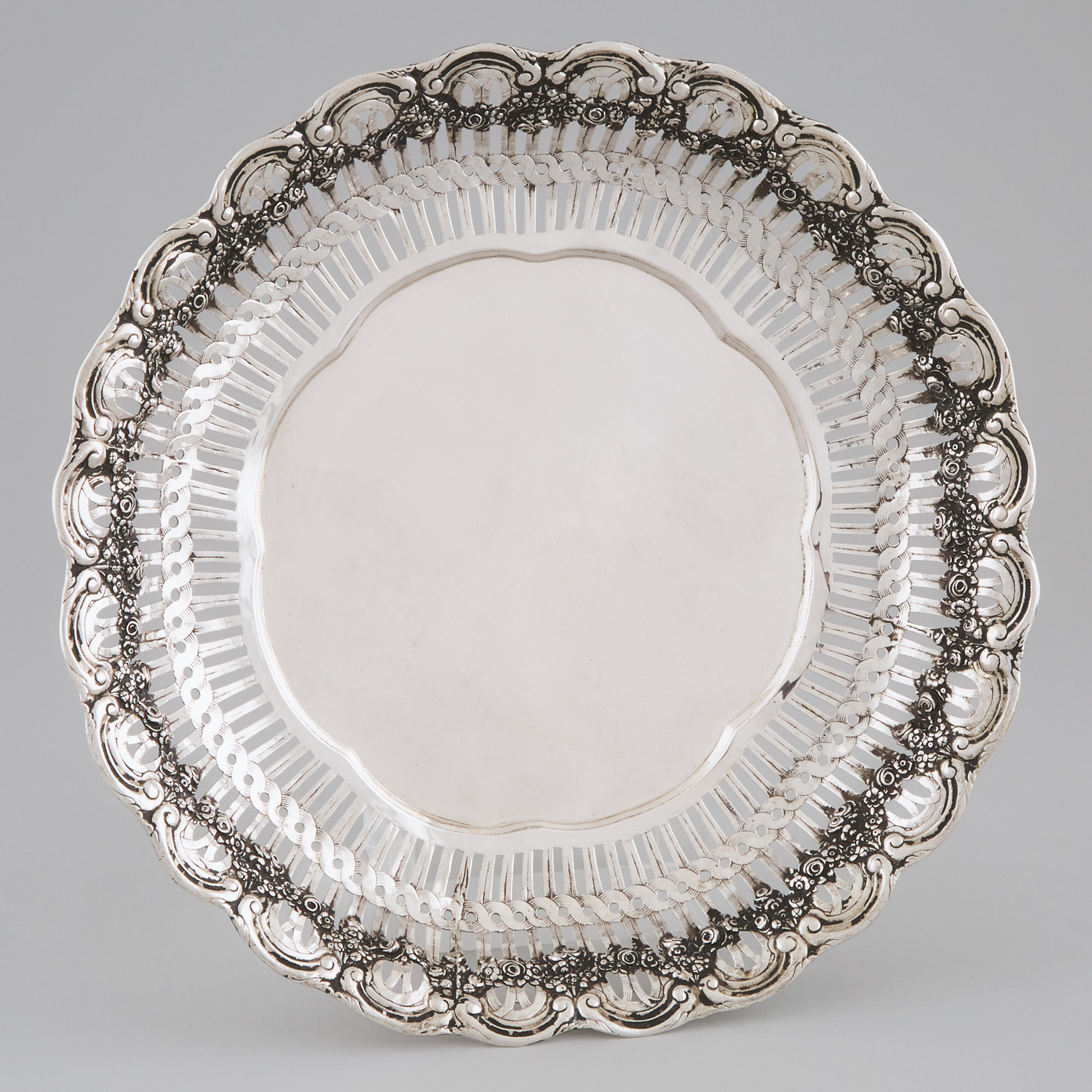 German Silver Pierced Circular Dish, early 20th century