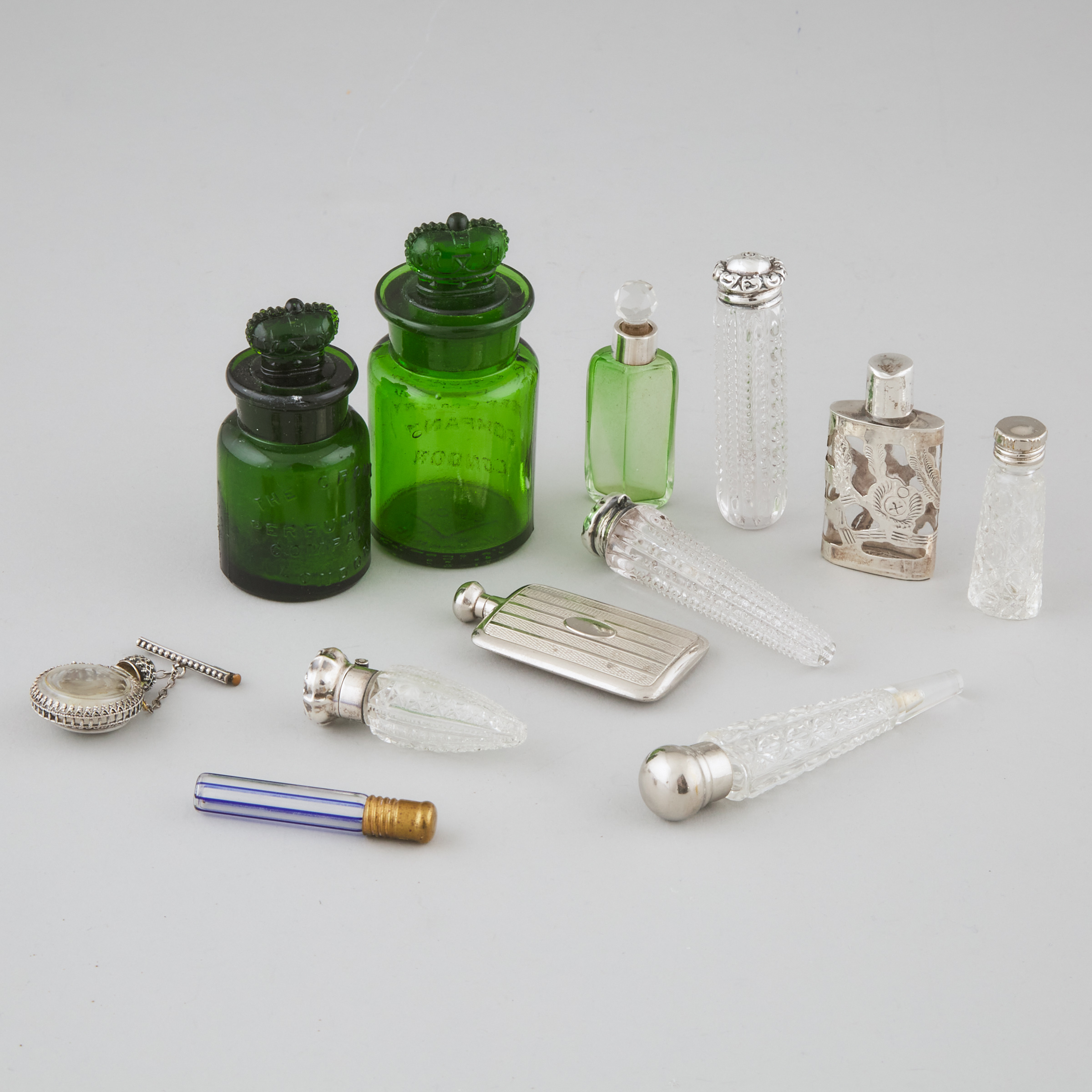 Twelve Various Perfume Bottles and Phials, late 19th/early 20th century