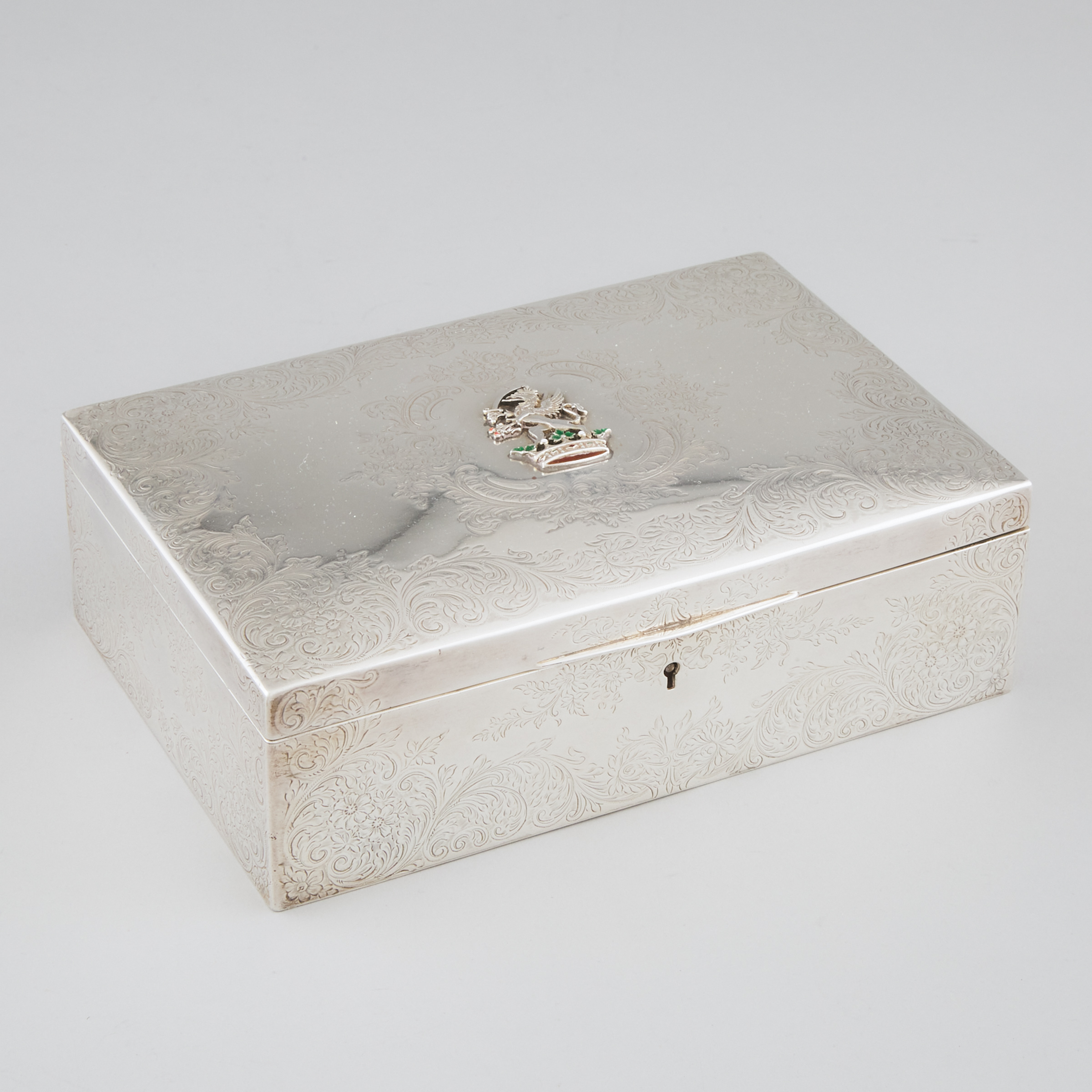 American Silver Rectangular Jewellery Box, John Chattellier, Newark, N.J., for Black, Starr & Frost, early 20th century