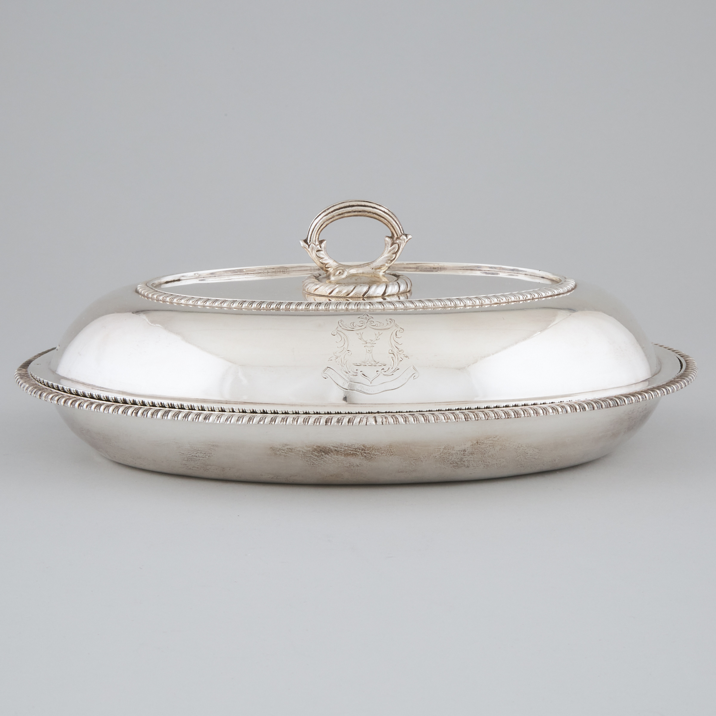 William IV Silver Oval Entrée Dish and Cover, William Ker Reid, London, 1833