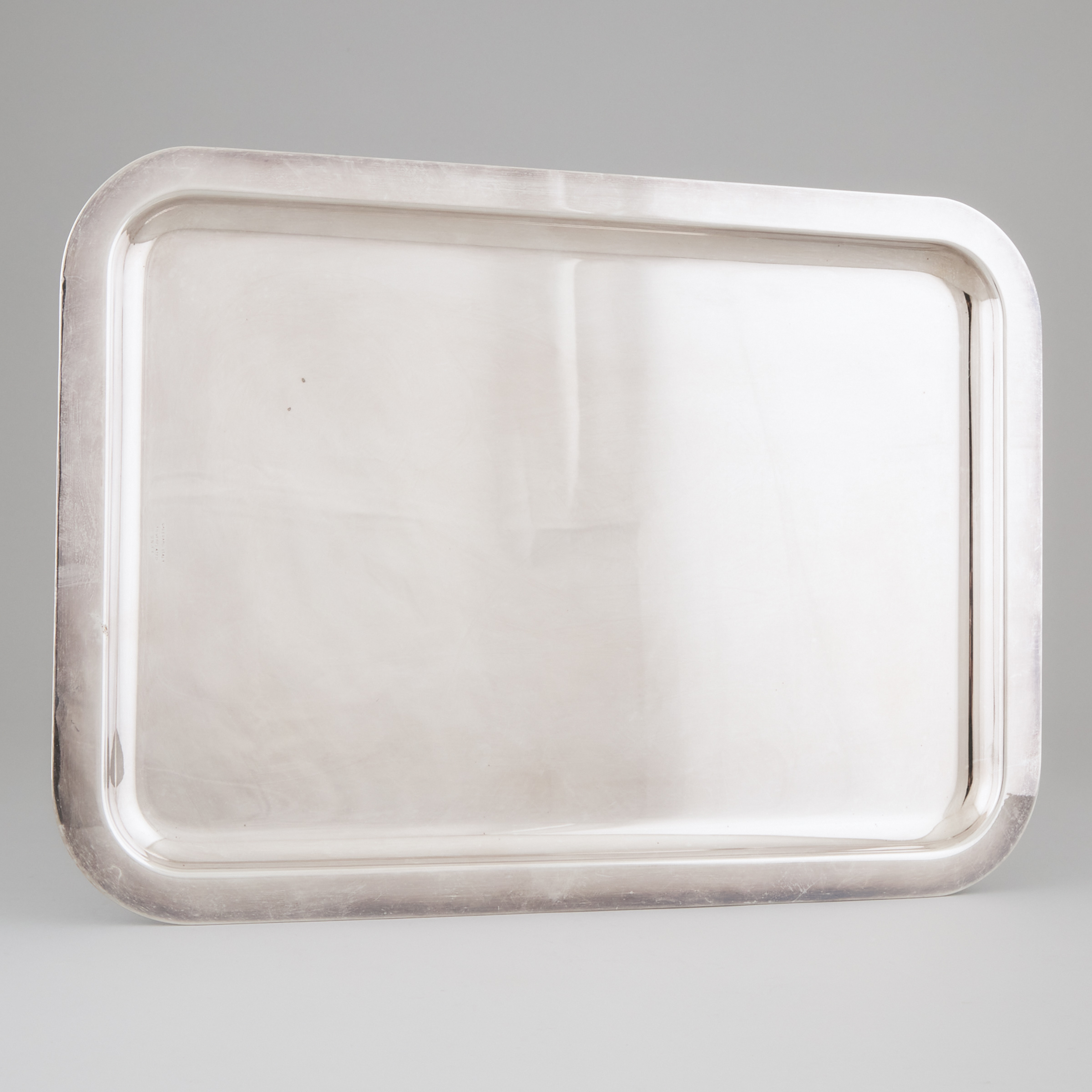 Italian Silver Plated Plain Rectangular Serving Tray, Calegaro, 20th century