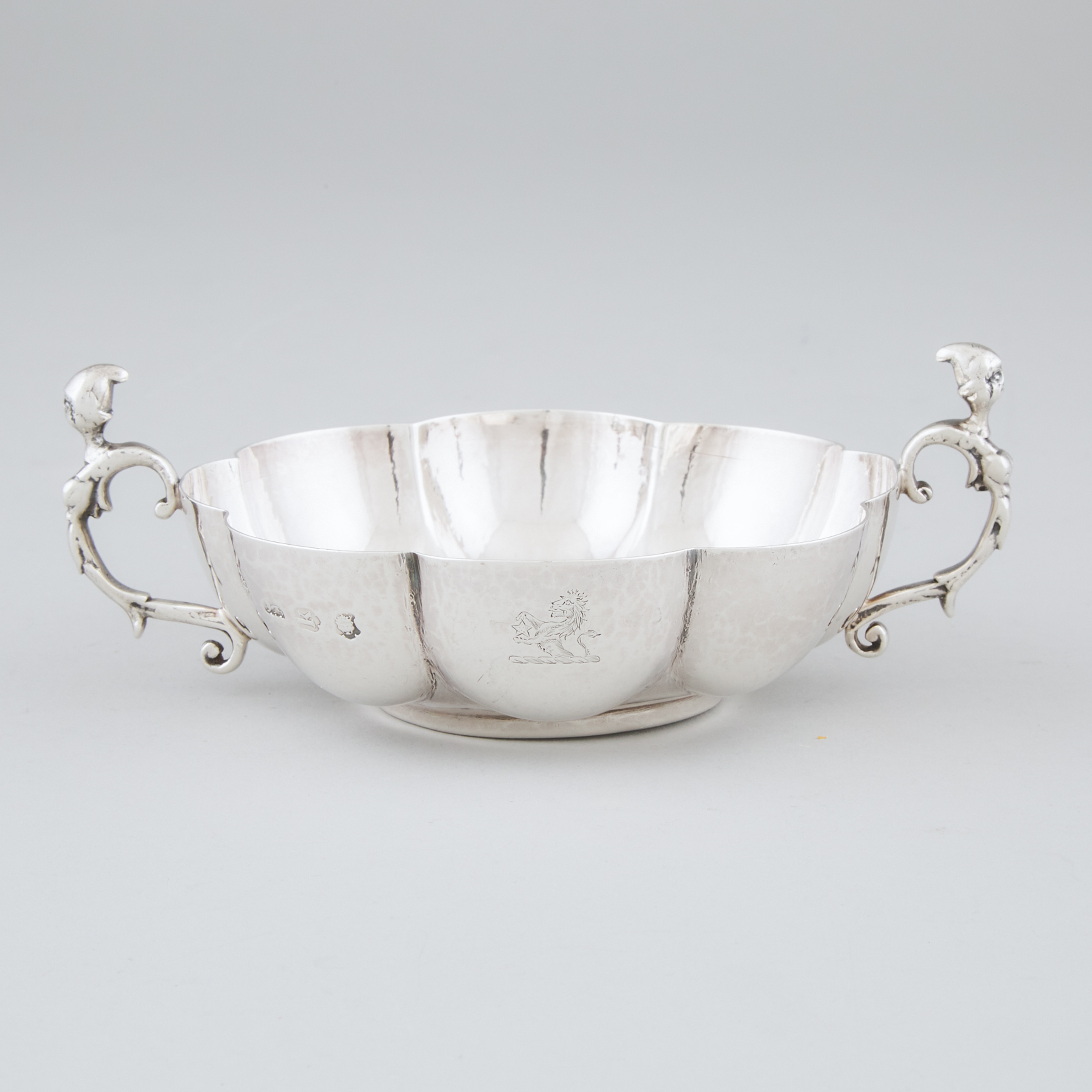 George II Silver Lobed Two-Handled Bowl, Aymé Videau, London, 1745