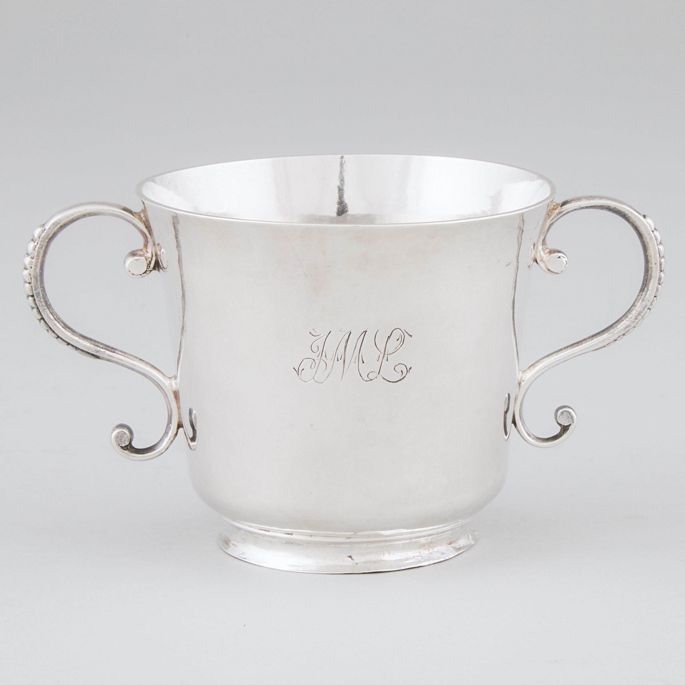 Channel Islands Silver Two-Handled Christening Cup, maker's mark IA, crown above, Guernsey, c.1766