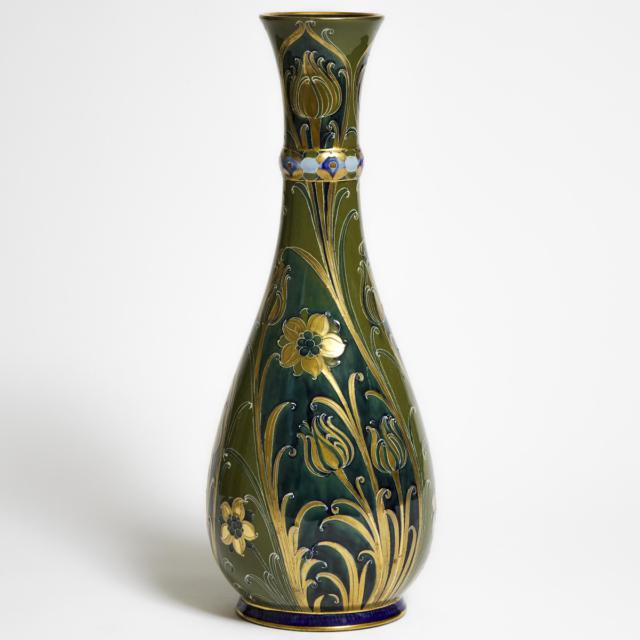 Macintyre Moorcroft Green and Gold Florian Large Vase, c.1903