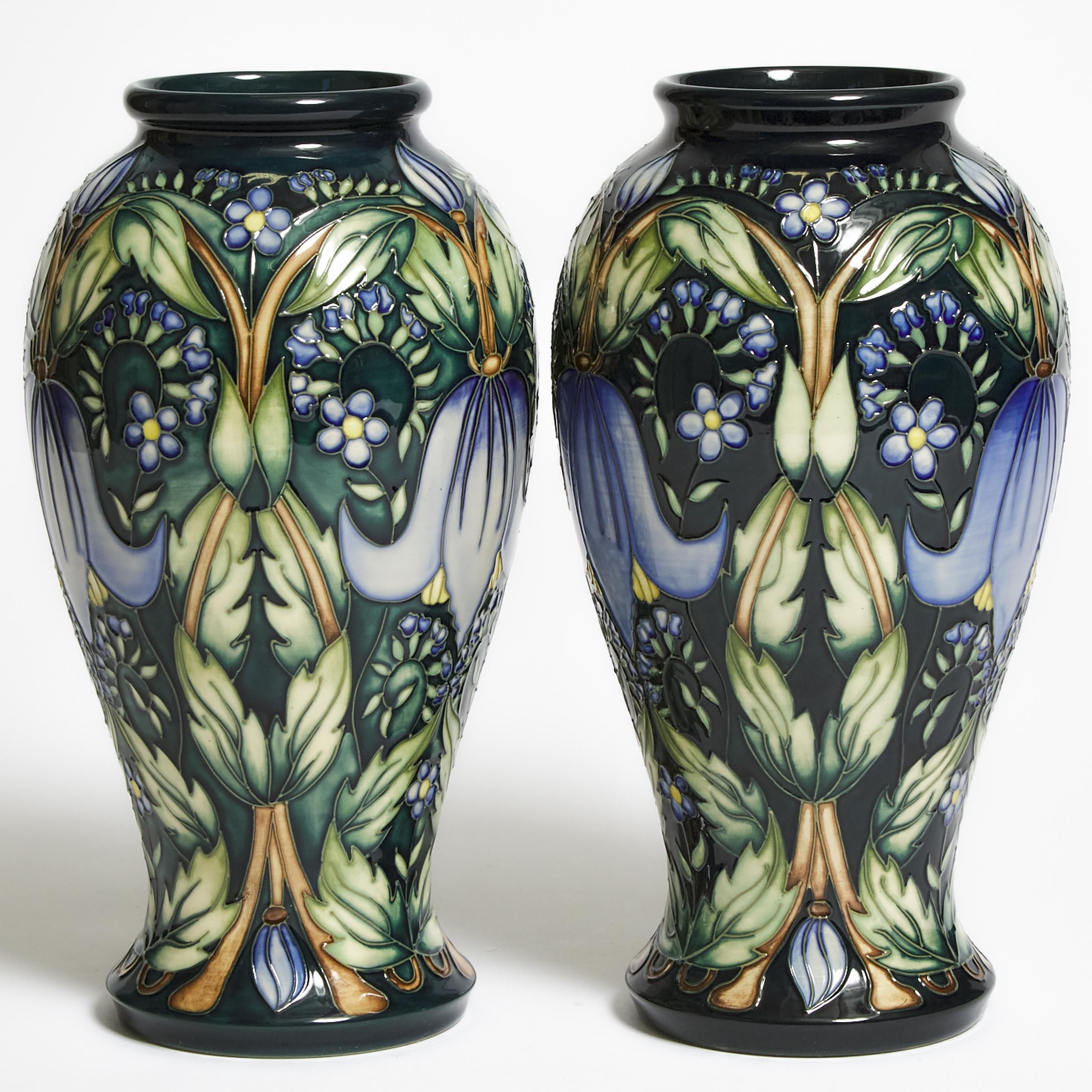 Pair of Moorcroft Alpina Vases, Alicia Amison, 58 and 59/100, c.2004
