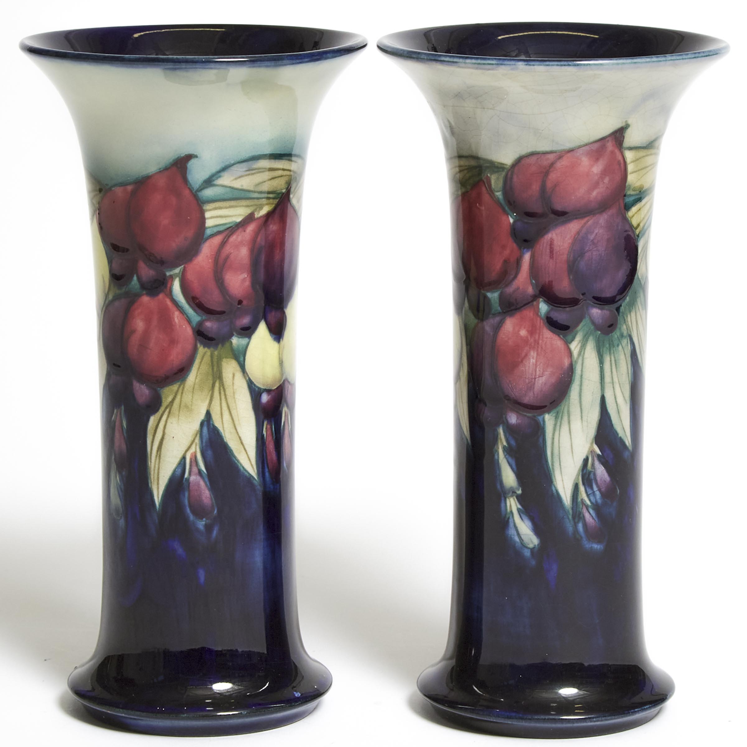 Pair of Moorcroft Wisteria Vases, c.1914-16