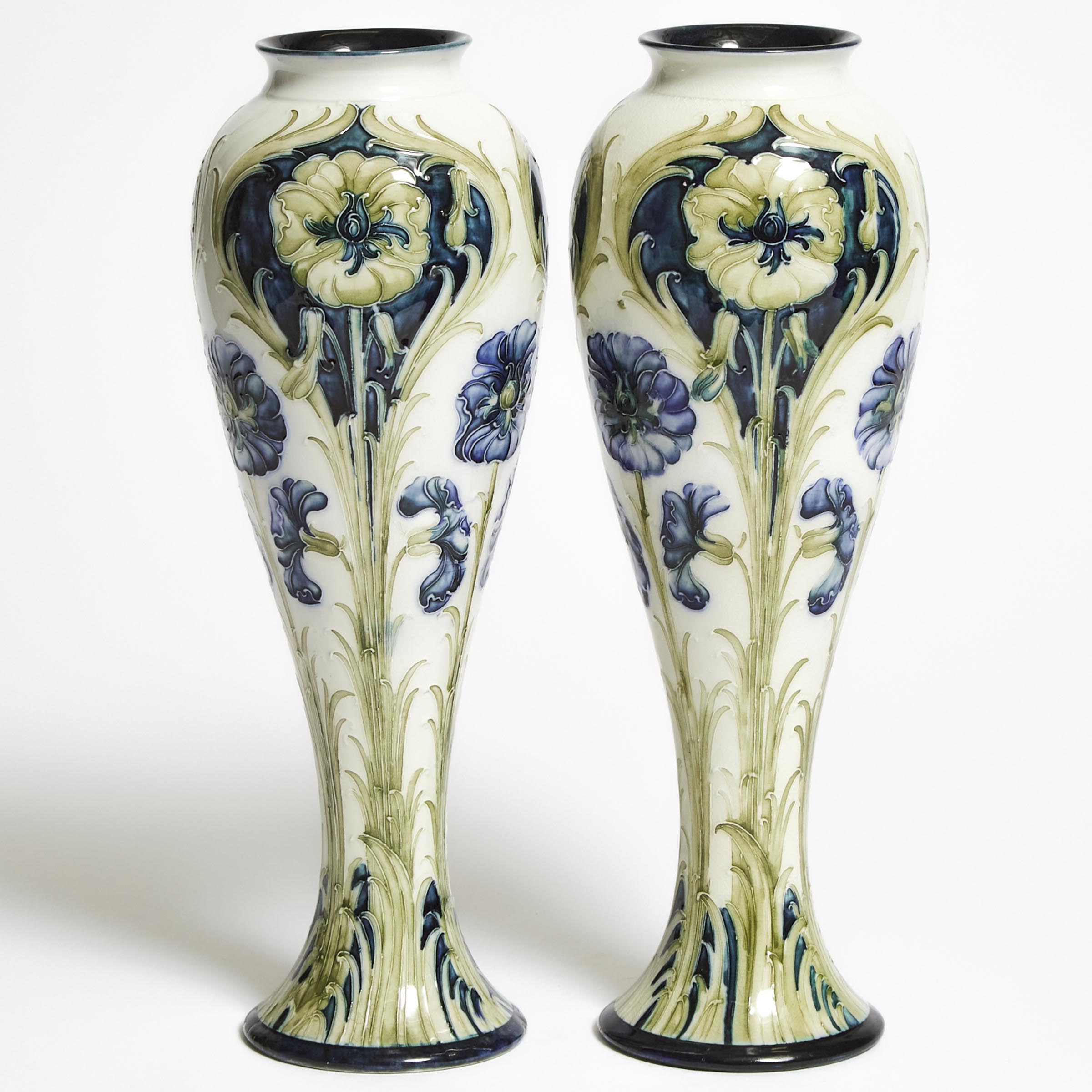 Pair of Macintyre Moorcroft Florian Ware Vases, c.1900-05