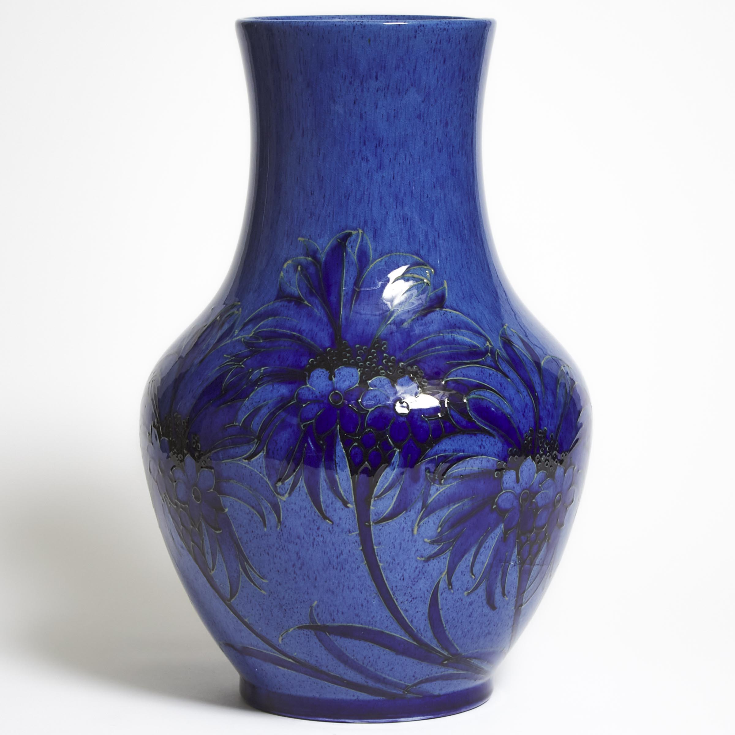 Moorcroft Powder Blue Cornflower Large Vase, dated 1928