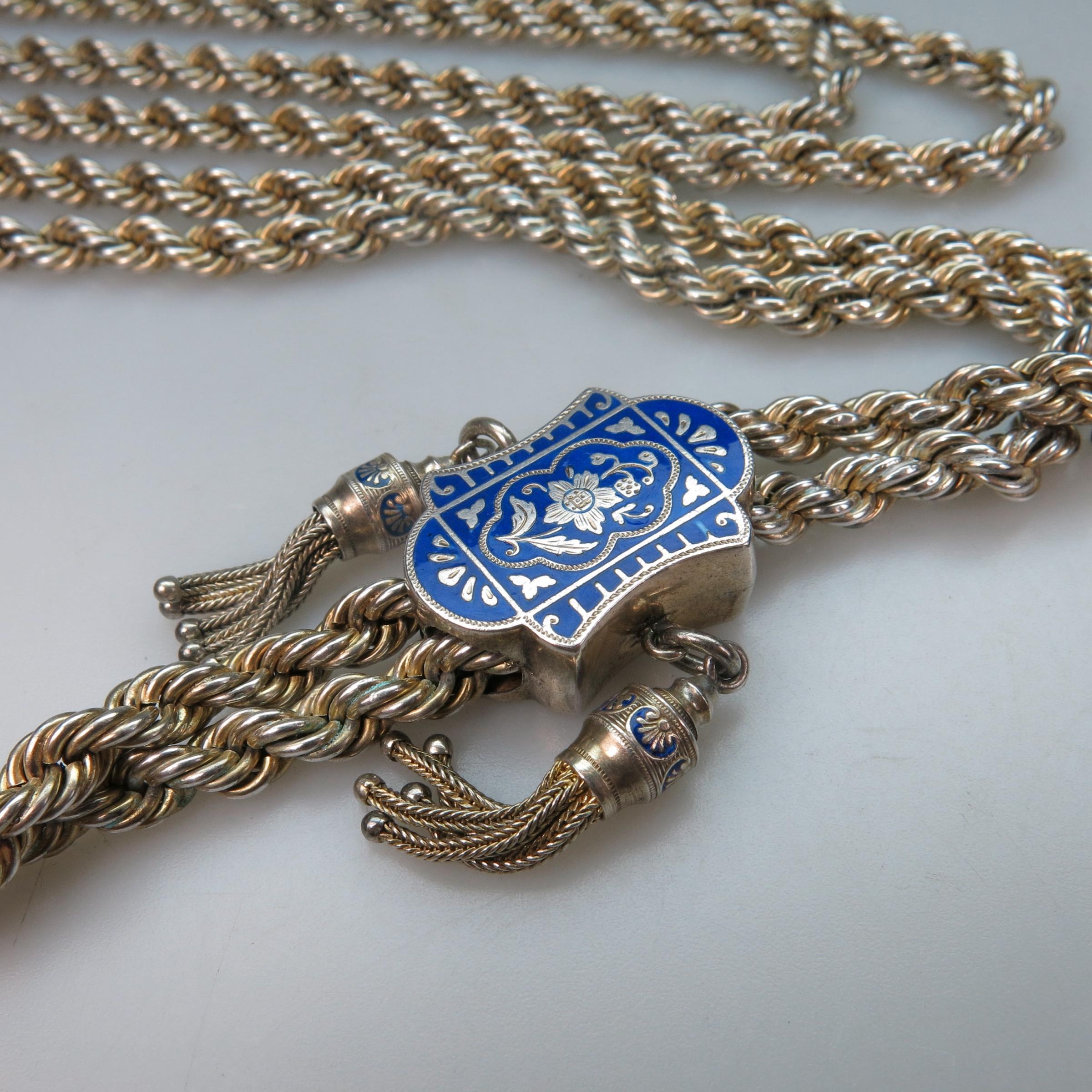 Egyptian Silver Endless Rope Chain And Slide