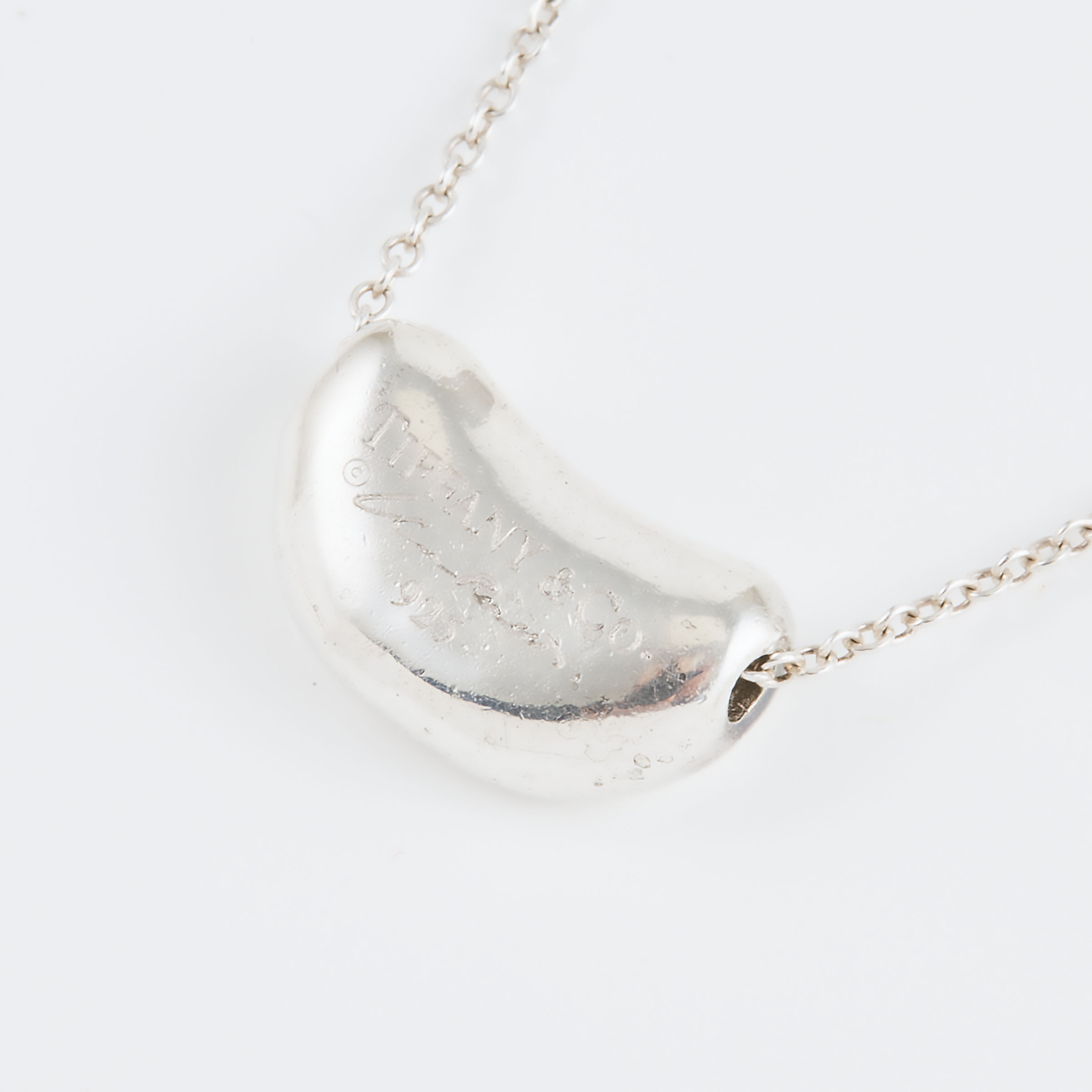 Tiffany & Co. Elsa Peretti Sterling Silver 'Bean' Pendant And Chain