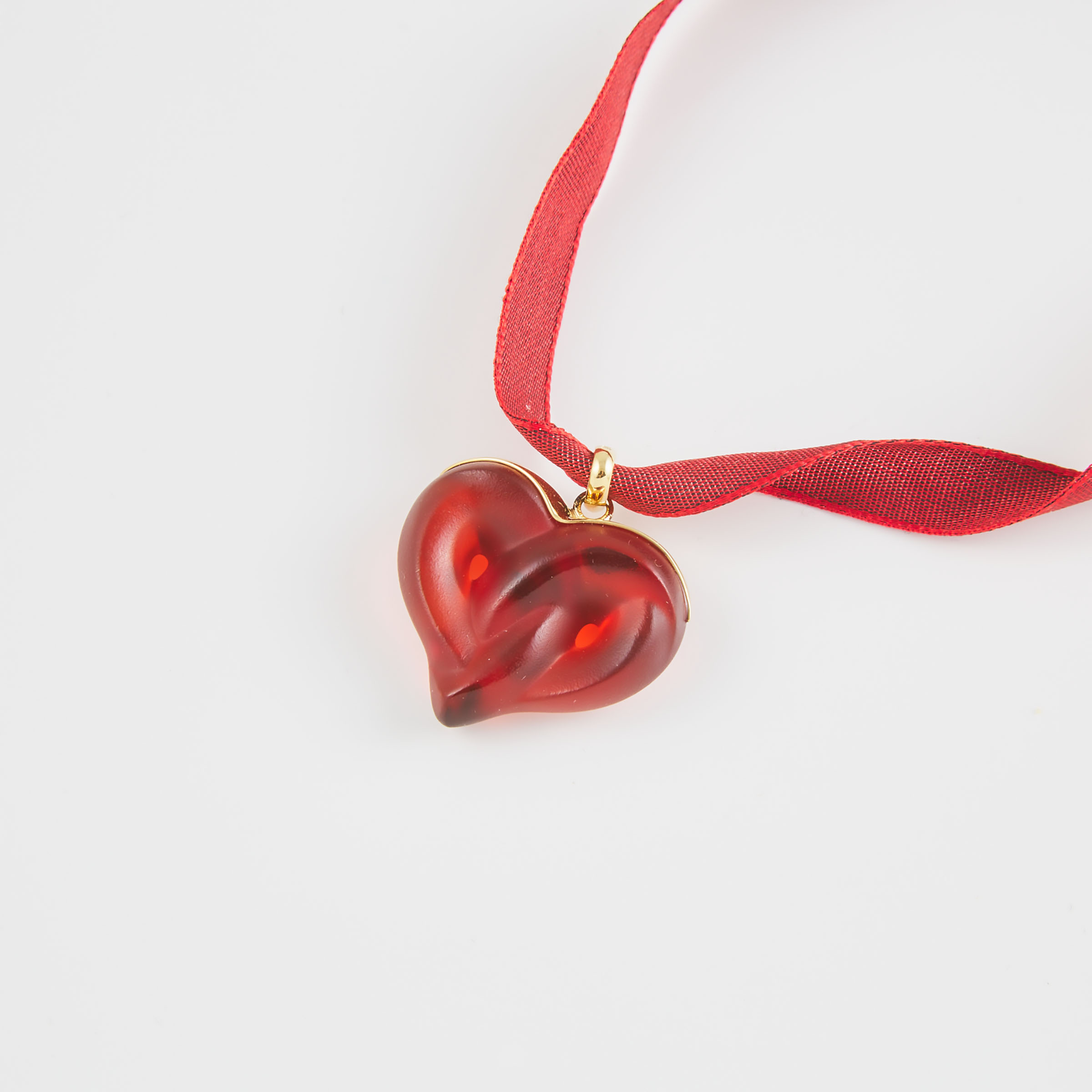 Lalique Glass And Gold-Tone Metal Heart Pendant