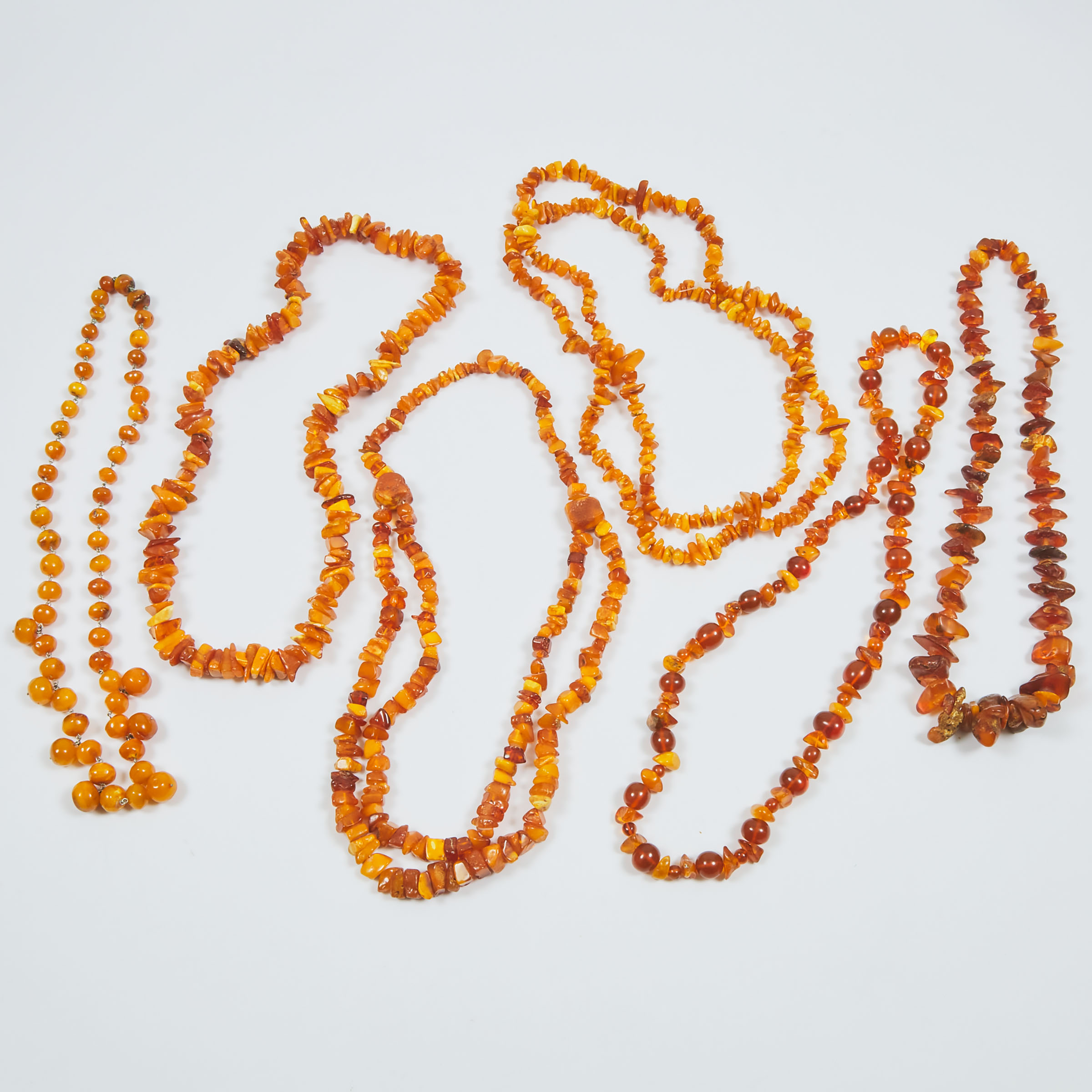 6 Various Strands Of Amber Beads