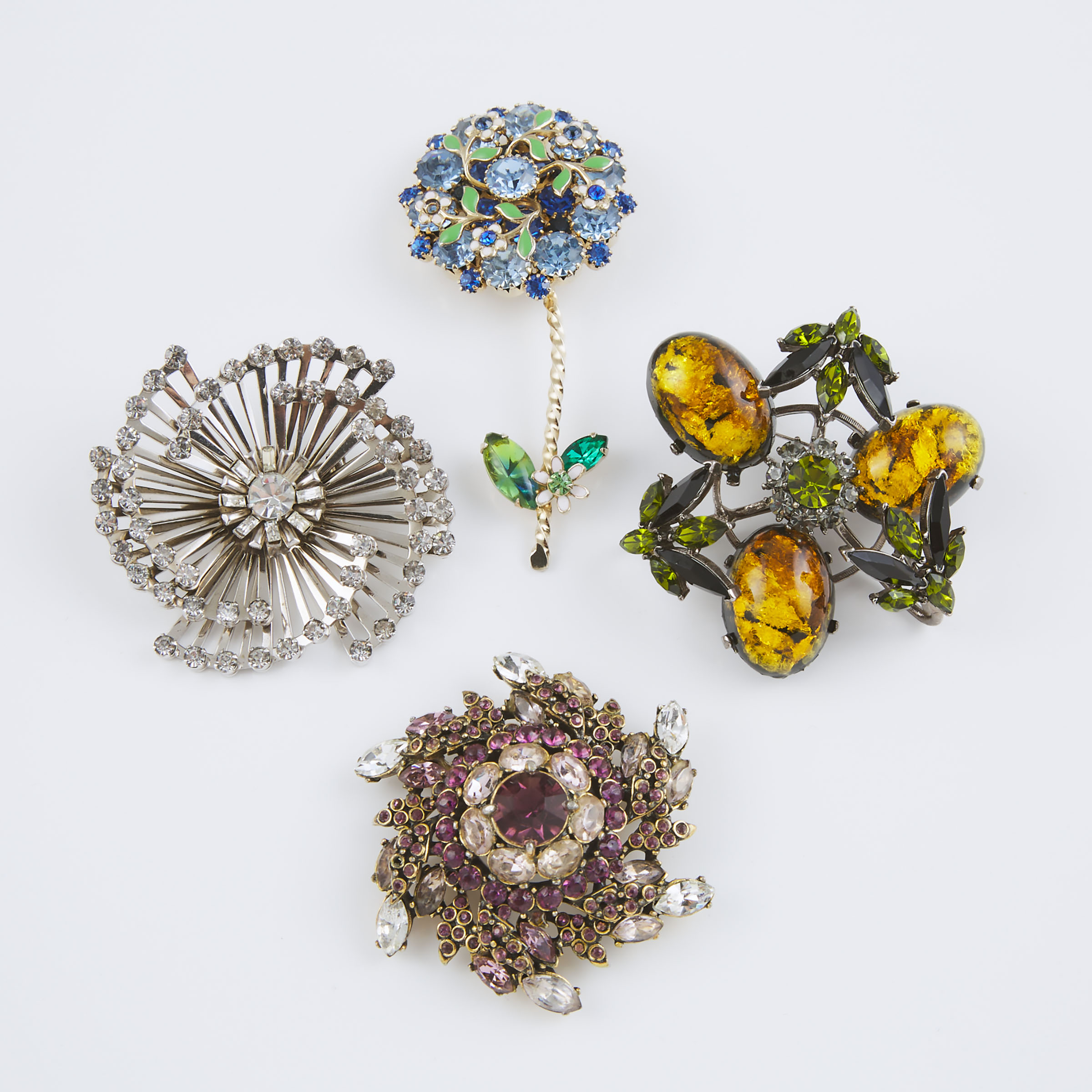 4 Various Gold And Silver-Tone Metal Brooches