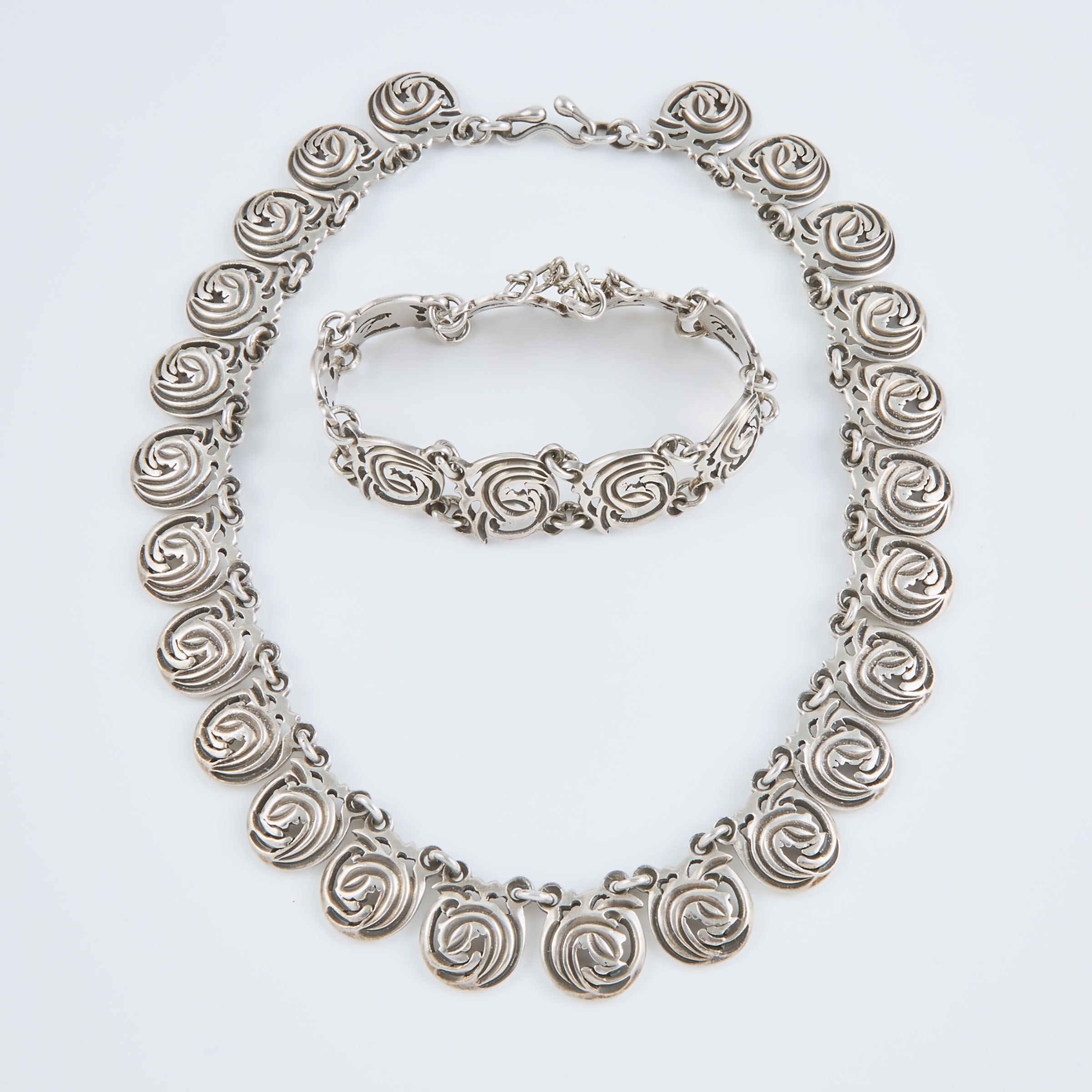 Casa Figueroa Mexican 980 Grade Silver Link Necklace And Bracelet