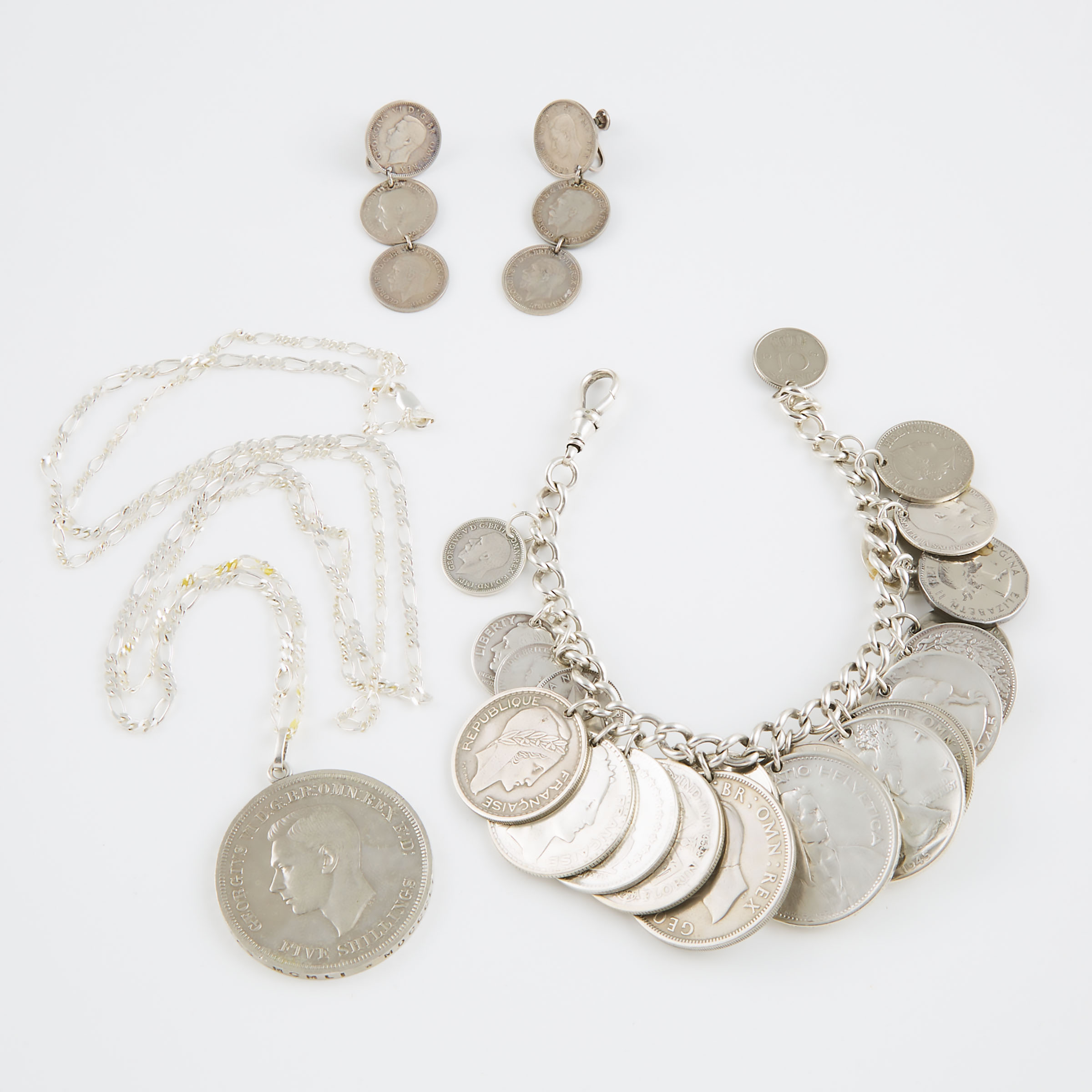 Small Quantity Of Silver Coin Jewellery