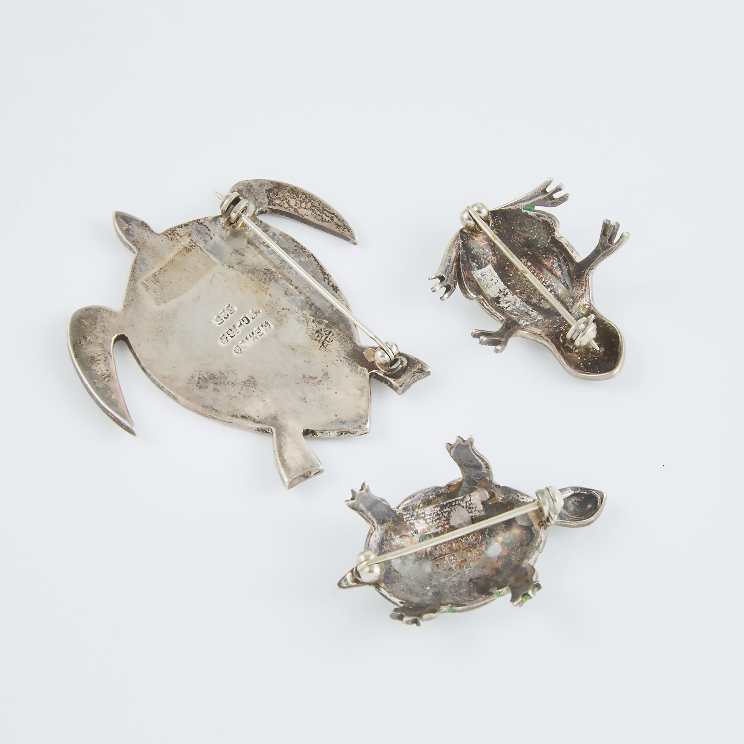 Three Mexican Sterling Silver Pins