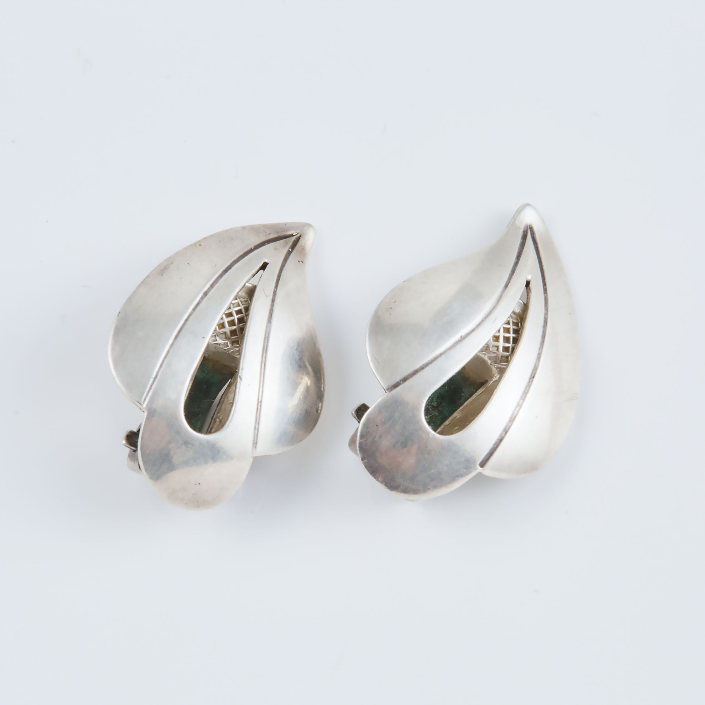 Pair Of Lennart Haglund Swedish Sterling Silver Clip-Back Earrings