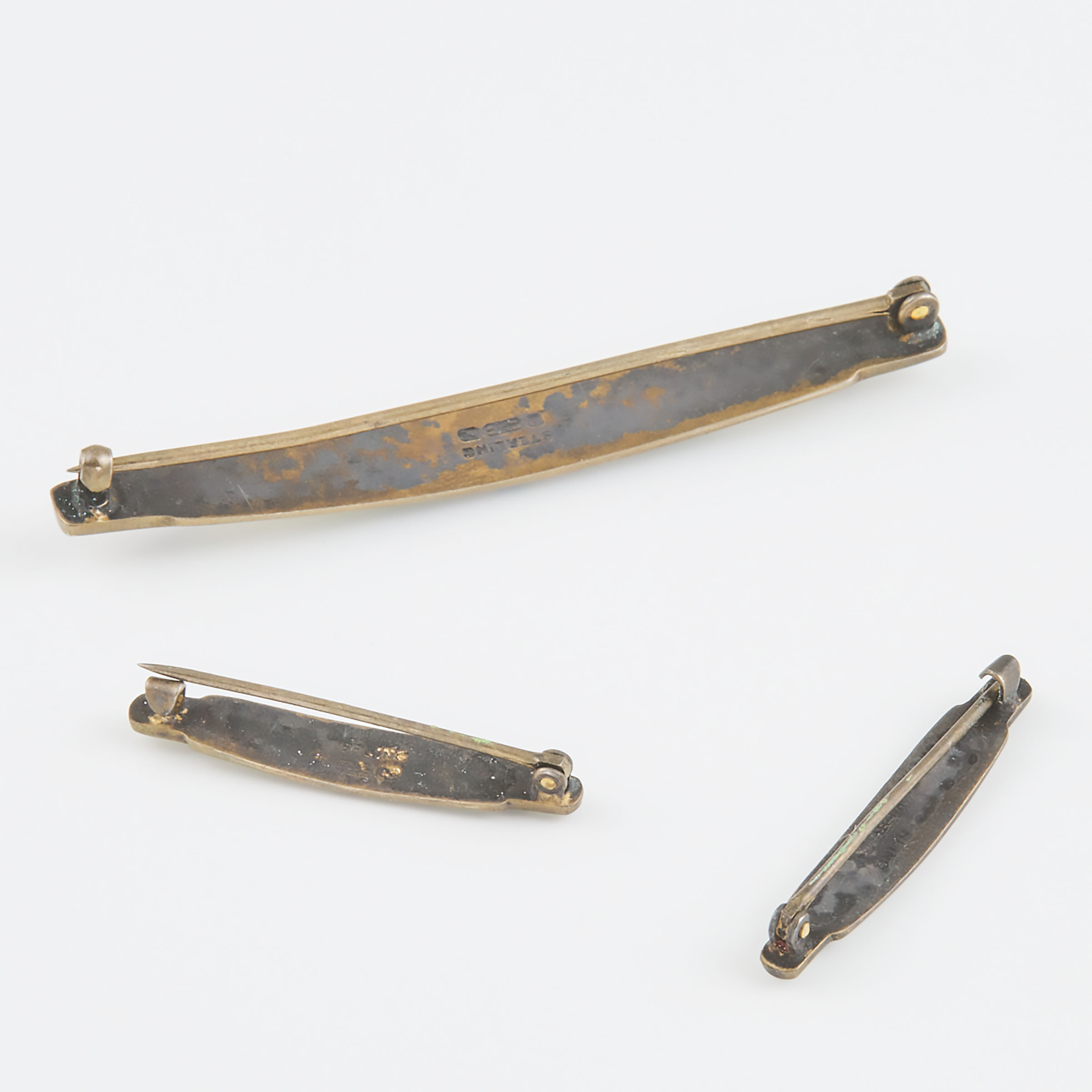 R. Blackinton & Co. American 3-Piece Silver And Enamel Bar Pin Set