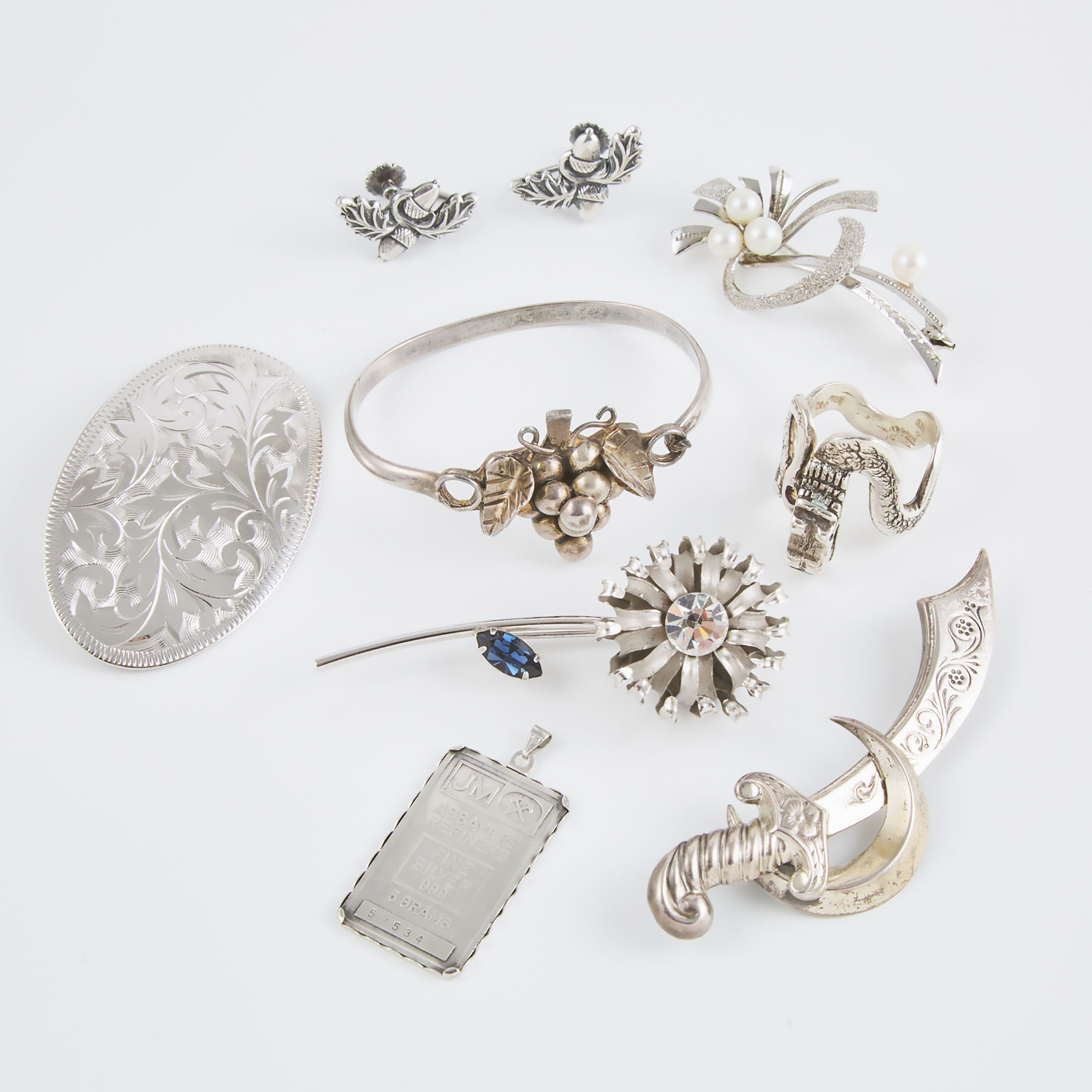 9 Various Pieces Of Sterling Silver Jewellery