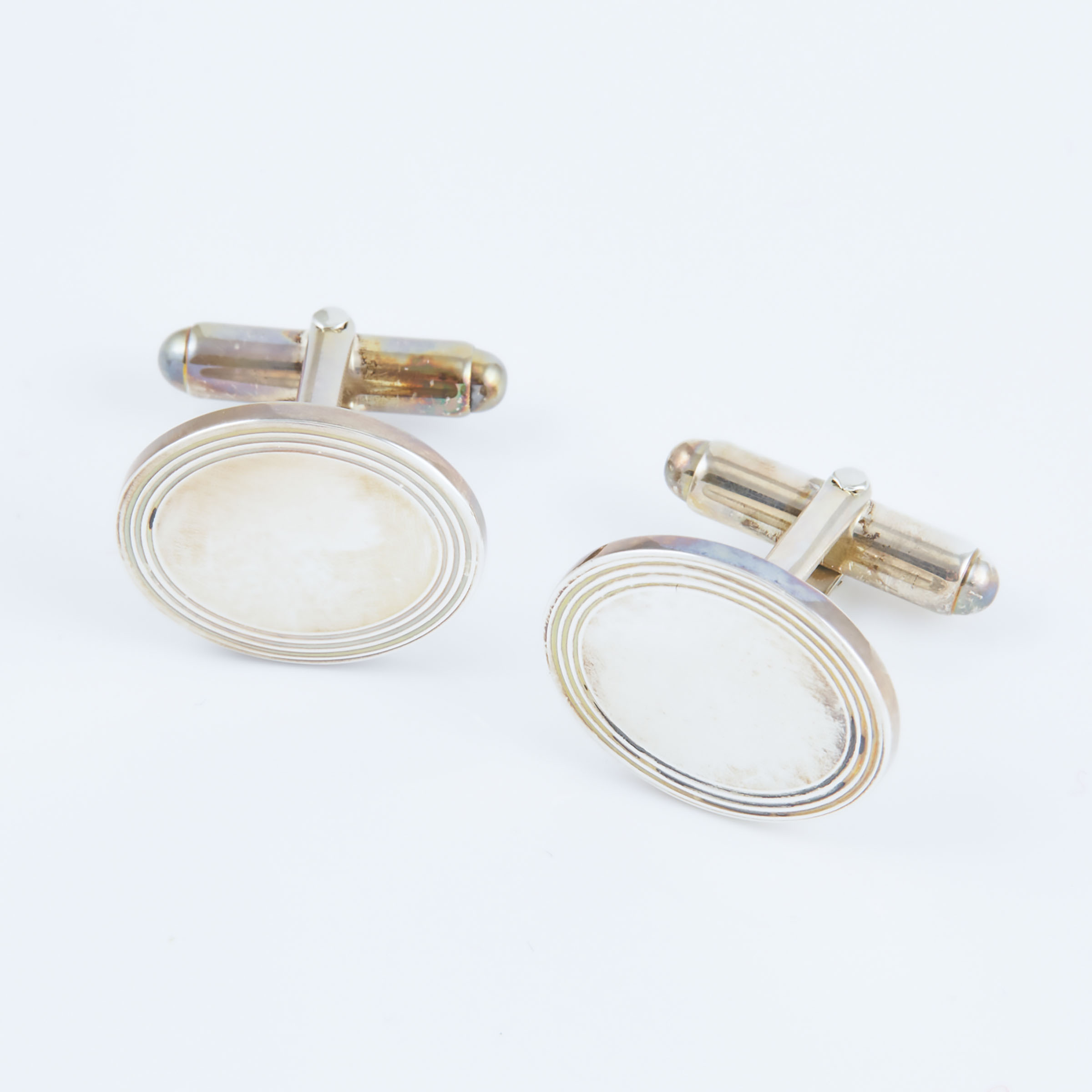 Pair Of Tiffany & Co. Sterling Silver Oval Cufflinks