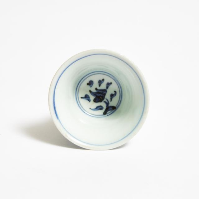 A Blue and White Stem Cup, Ming Dynasty or Later
