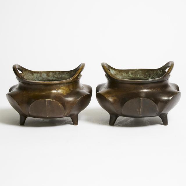 Two Bronze Censers, Mid 20th Century