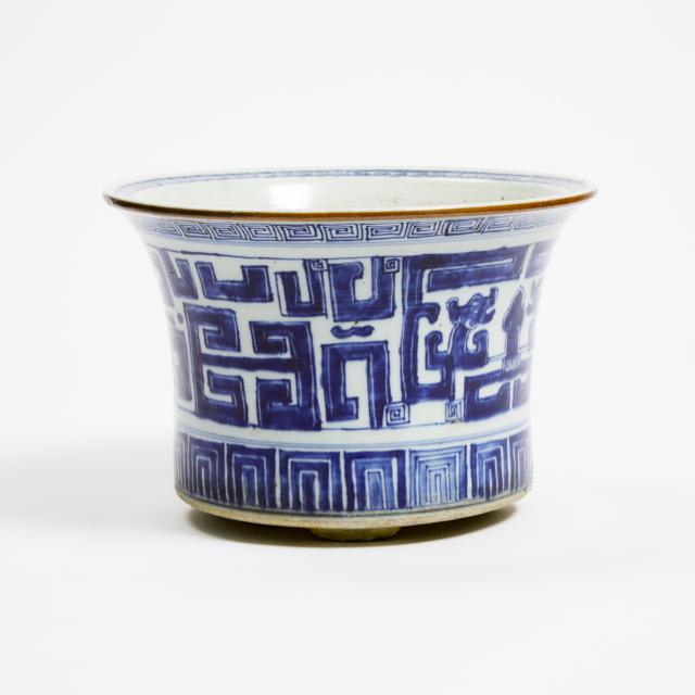 A Blue and White 'Chilong' Jardinière, 18th Century