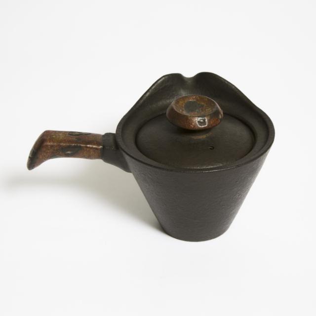 An Iron-Imitation Pottery Kyusu Teapot, Manchukuo, Dated 1934