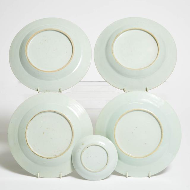 A Group of Five Chinese Export Famille Rose Dishes, 18th Century