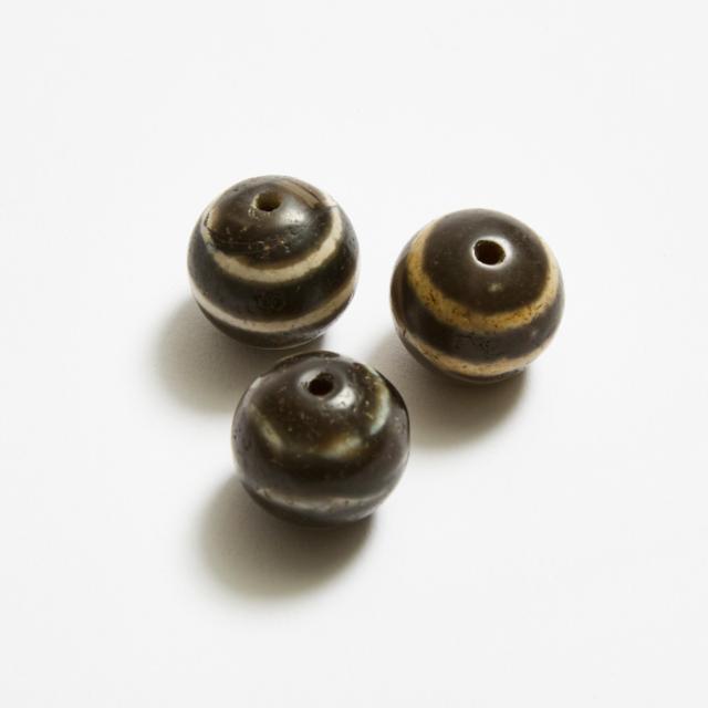 Three Western Asiatic Banded Agate Beads