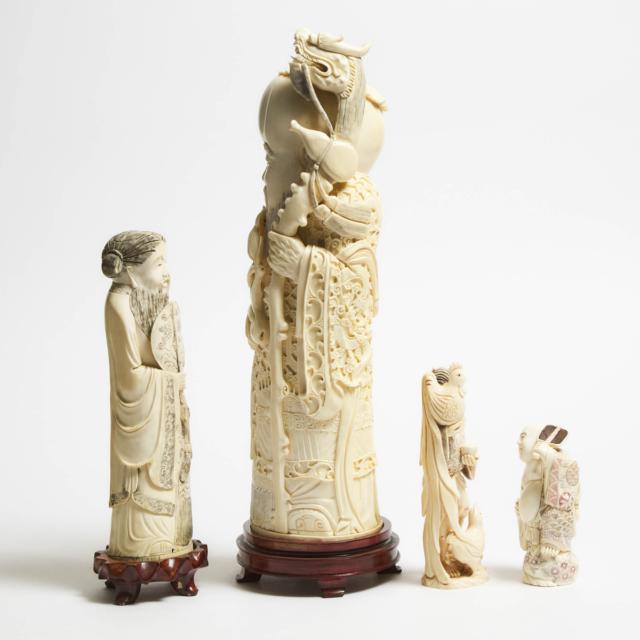 A Group of Four Ivory Figures, Early to Mid 20th Century