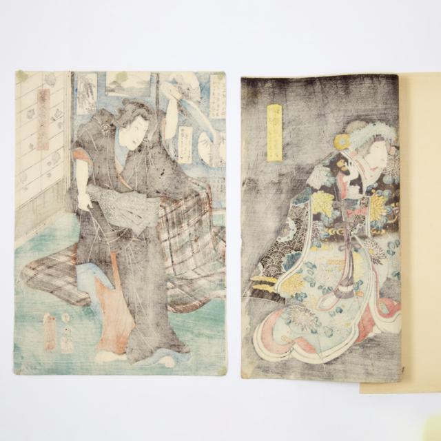 Utagawa Kunisada (Toyokuni III), Nine Actor and Portrait Woodblock Prints, Edo Period, 19th Century