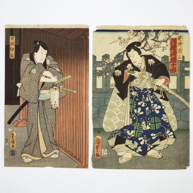 Utagawa Kunisada (Toyokuni III), Nine Actor and Portrait Woodblock Prints, Edo Period, 19th Century