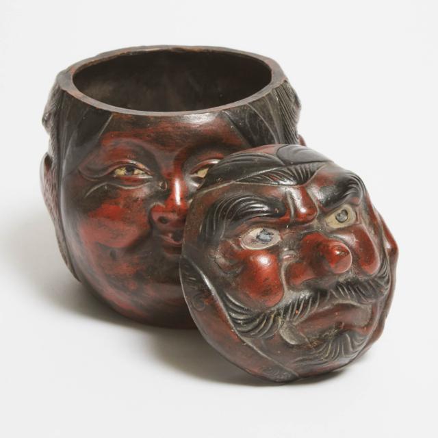 A Japanese Lacquer-Imitation Stoneware Tobacco Humidor, 19th Century