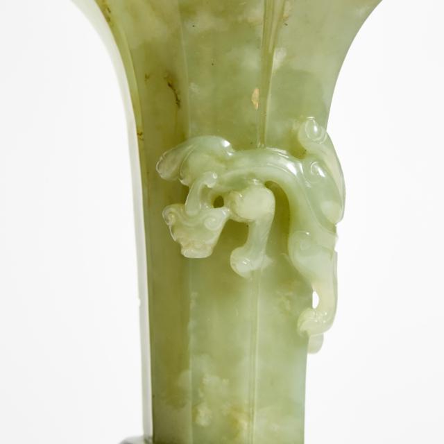 A Celadon Jade 'Gu' Vase, 17th Century