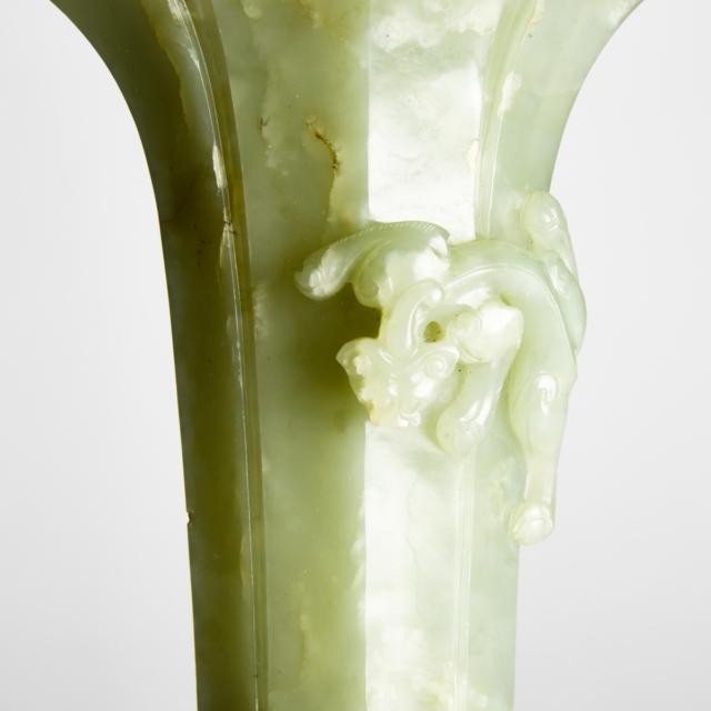 A Celadon Jade 'Gu' Vase, 17th Century