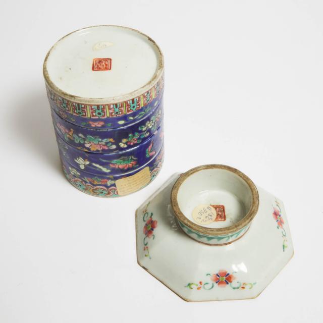 A Group of Six Famille Rose Porcelain Wares, Late Qing Dynasty