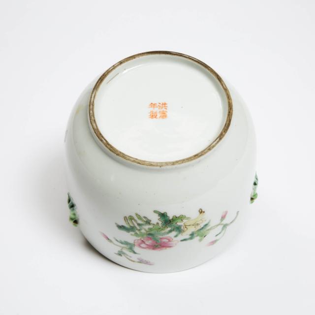 A Large Famille Rose 'Flower and Peach' Jar and Cover, Hongxian Mark, Republican Period (1912-1949)