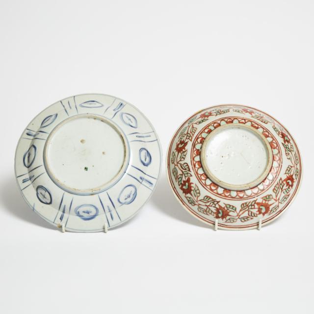 A Blue and White 'Kraak' Dish, Together With a Polychrome-Enameled Annamese Dish, 16th/17th Century