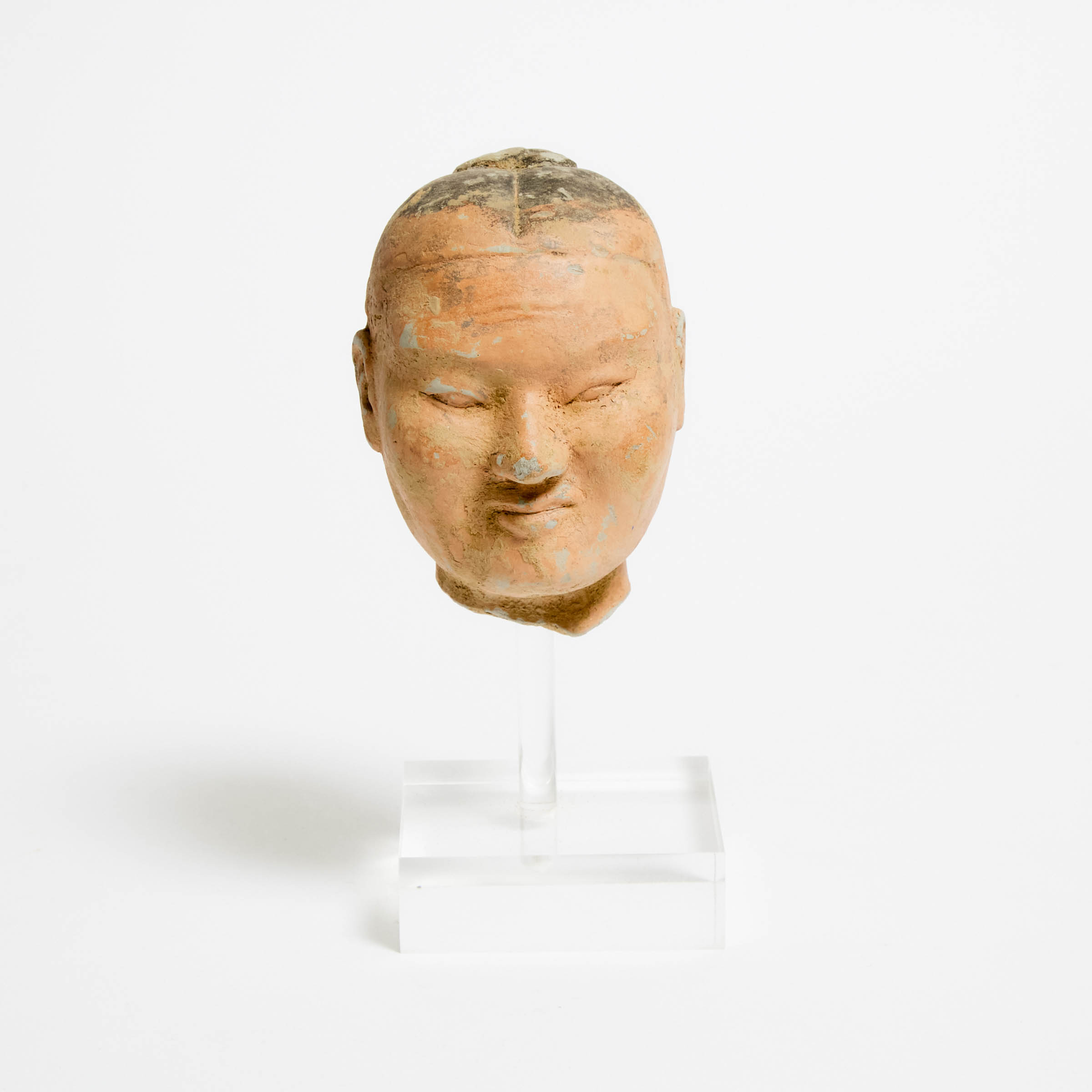 A Pottery Head of a Warrior, Han Dynasty (206 BC-AD 220) 