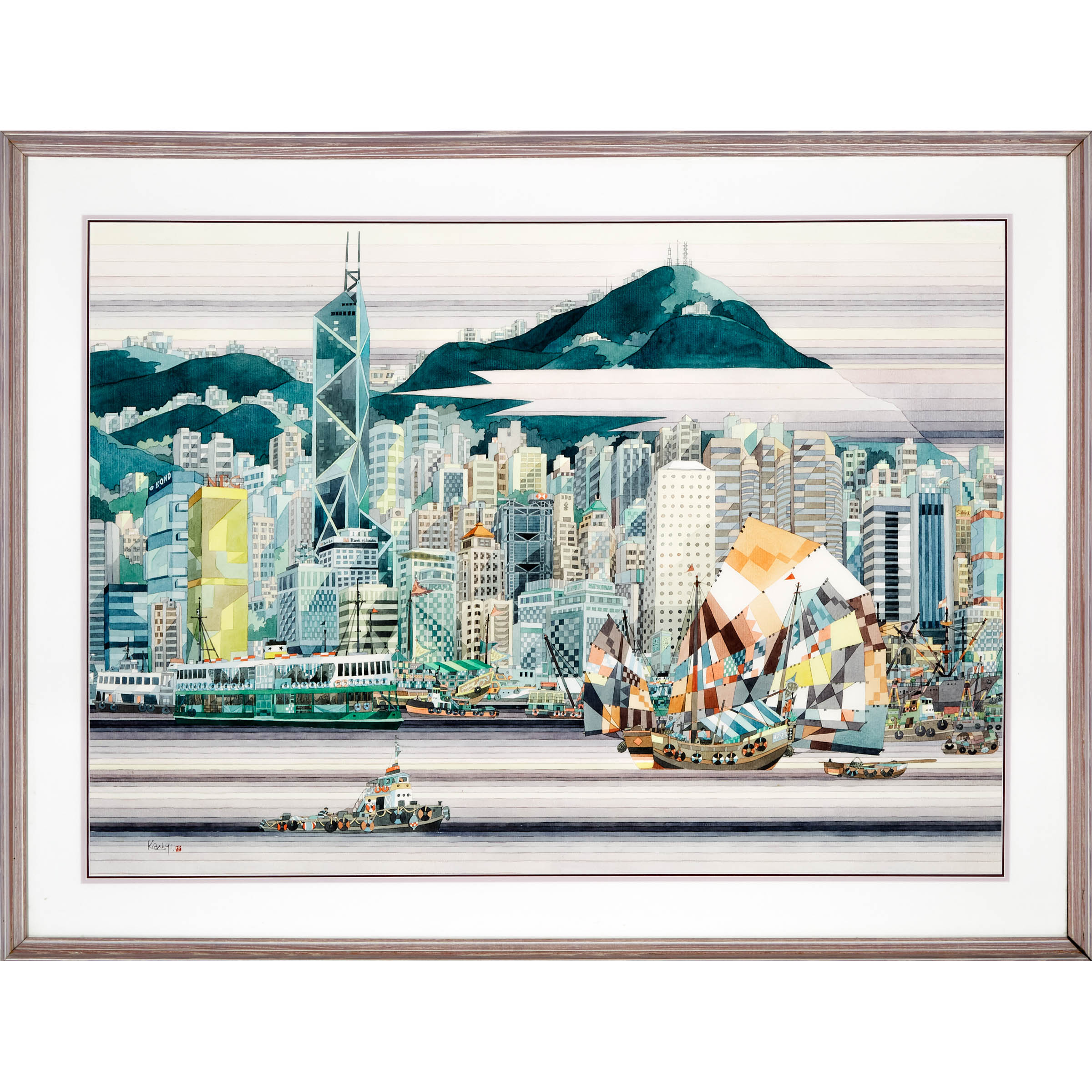 Chan Kau On (1946-), Hong Kong Skyline, 1991