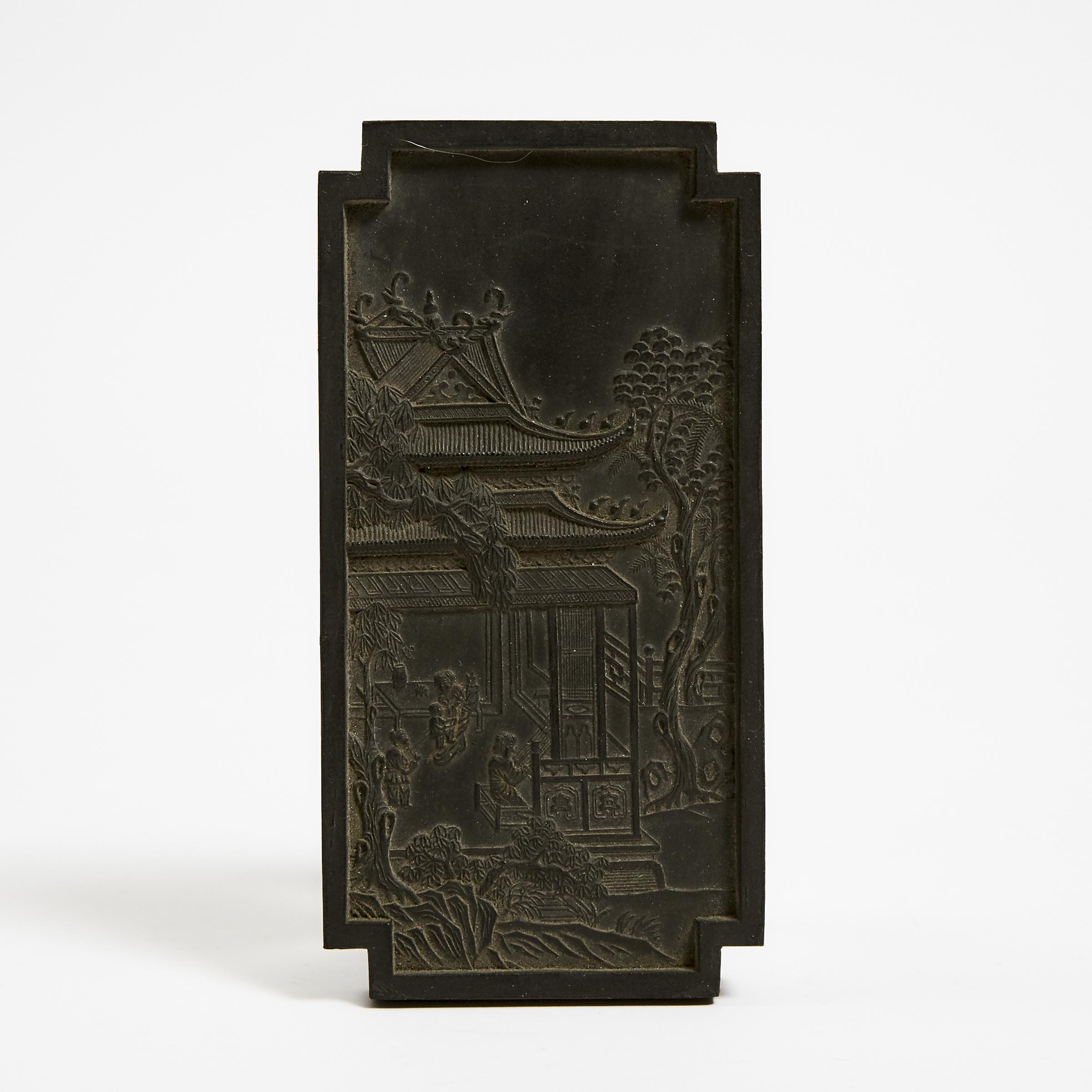 A Carved 'Landscape' Inkstone, Qianlong Mark, Republican Period (1912-1949)