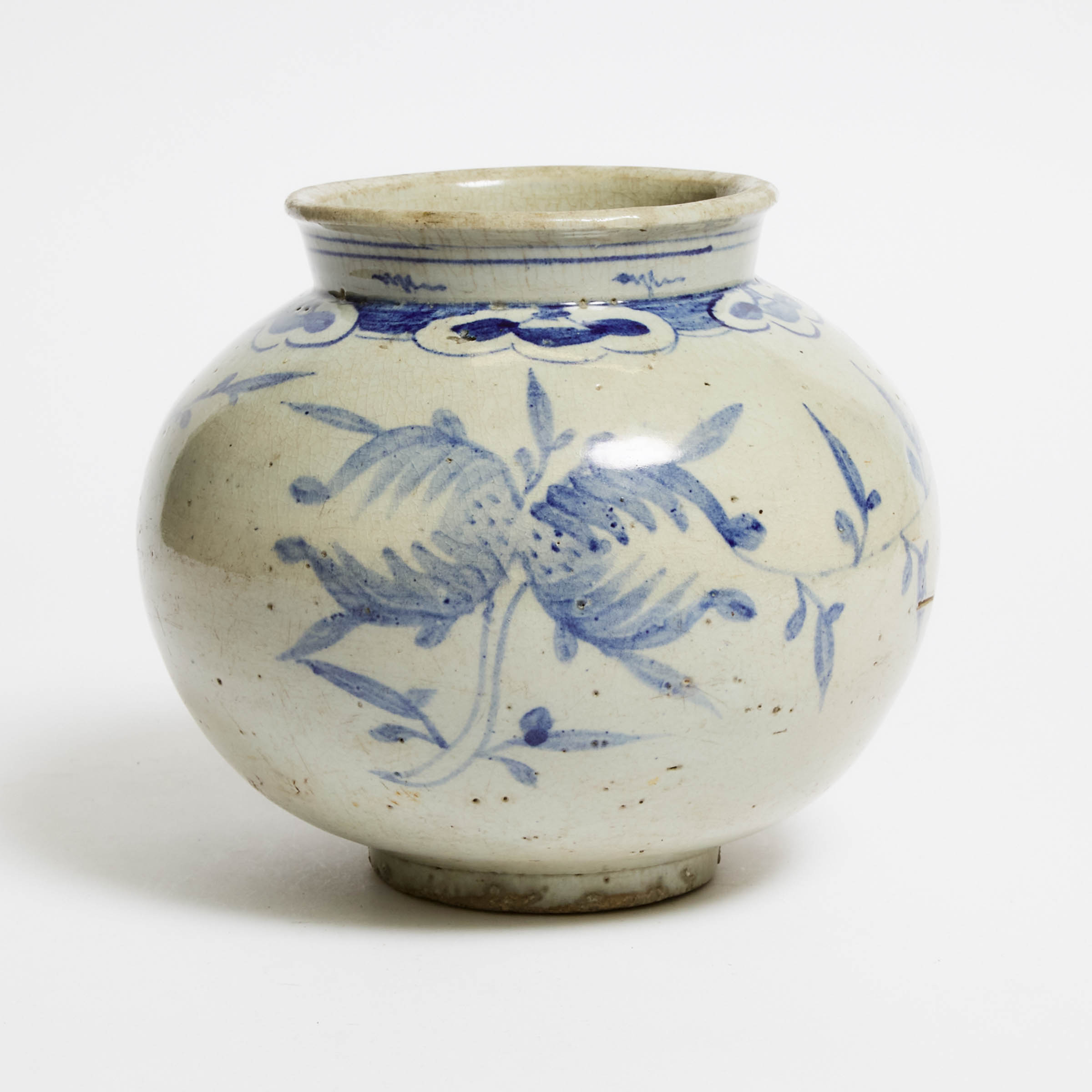 A Korean Blue and White Jar, Joseon Dynasty, 19th Century