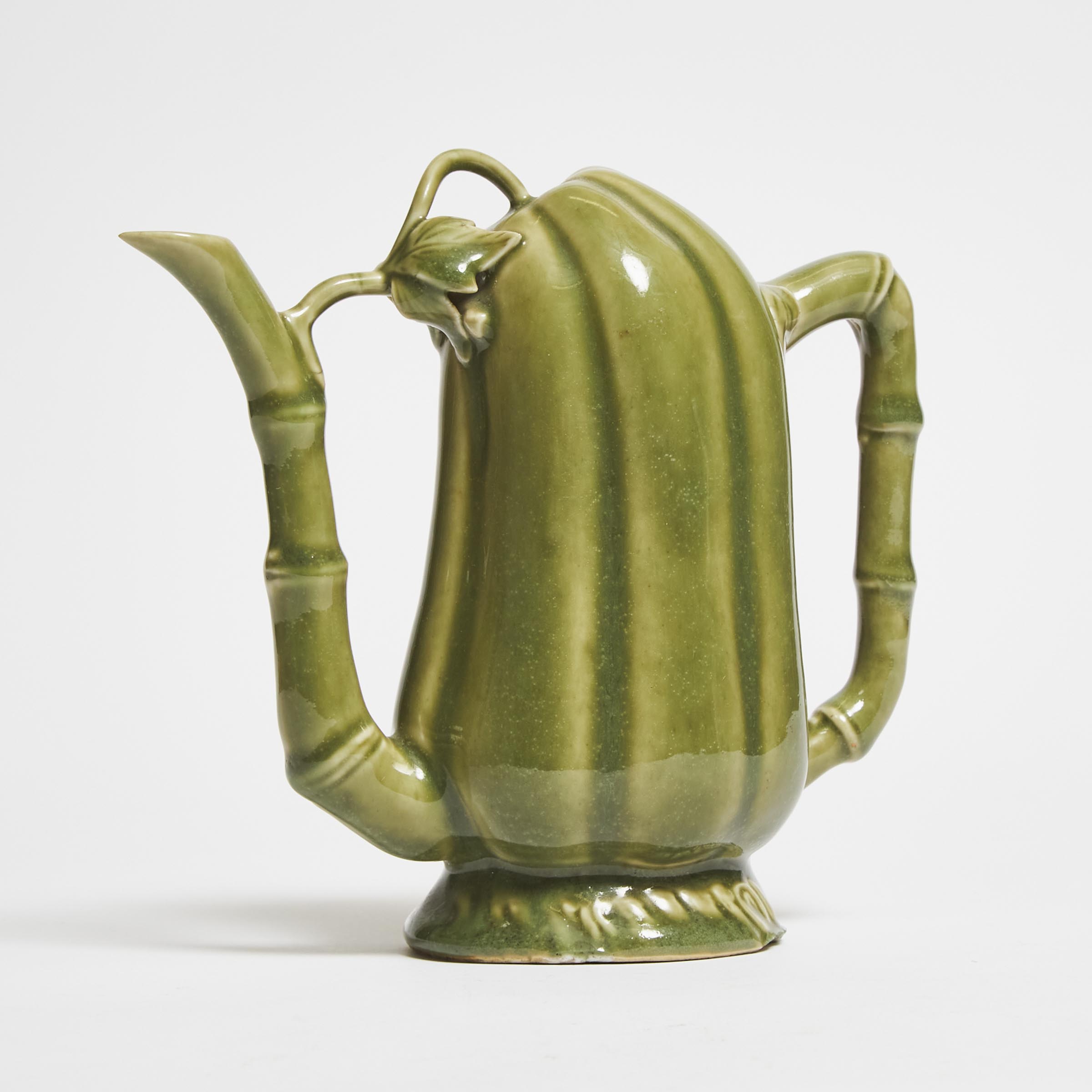 A Celadon-Glazed Melon-Form Teapot, 19th Century
